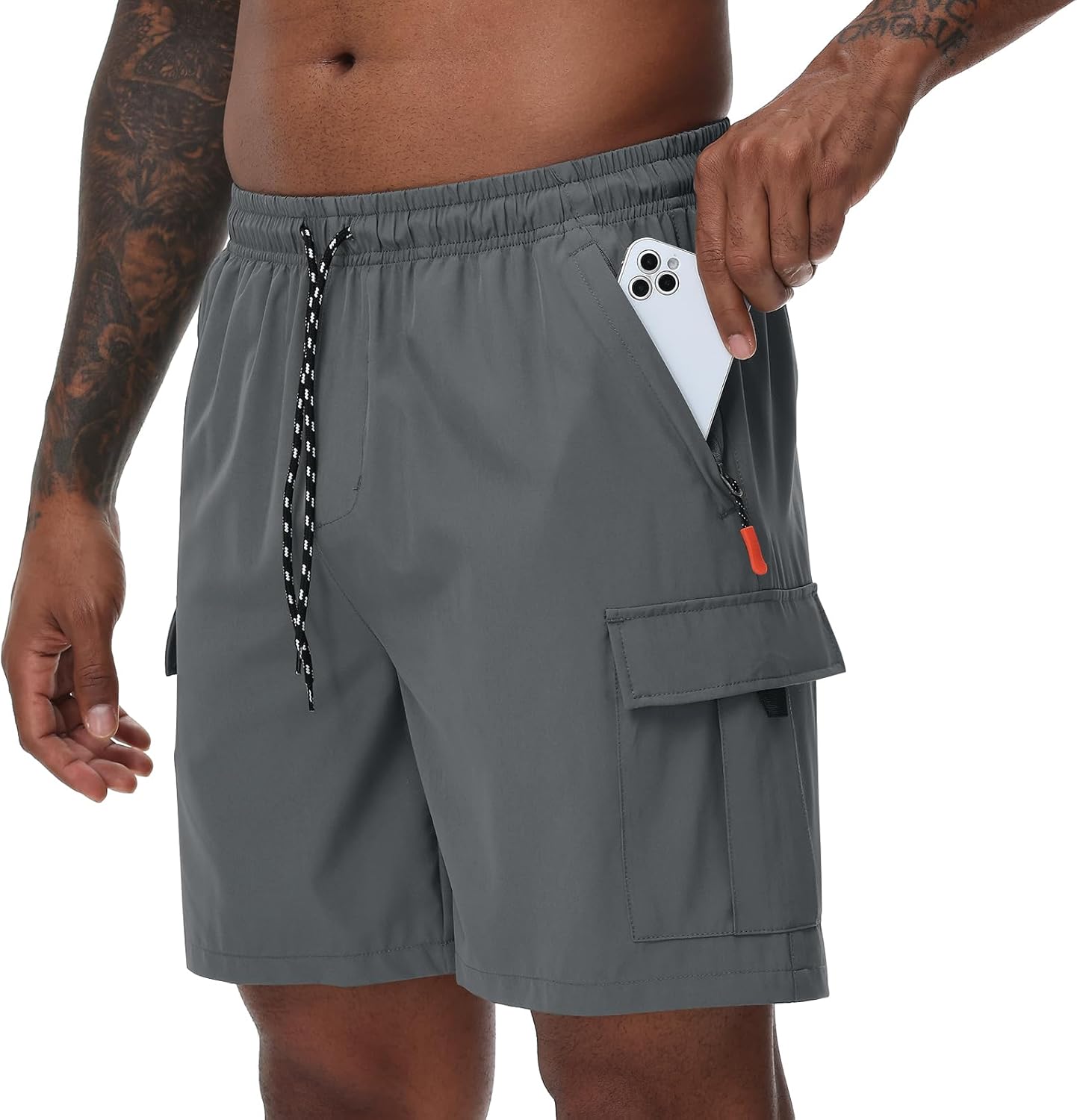 Men's Cargo Shorts Quick Dry Lightweight Stretch Hiking Shorts for Men with 5 Pockets No Lining