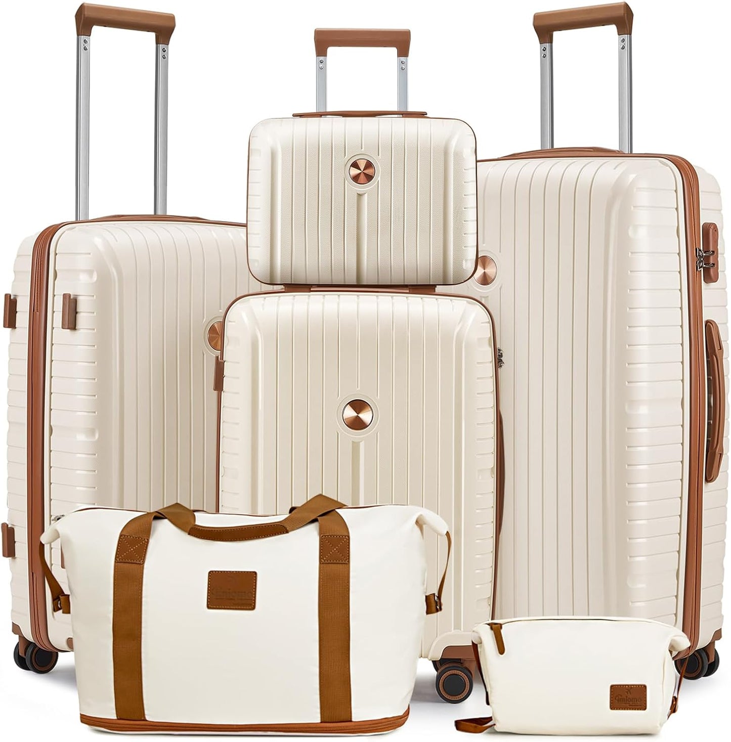 Joyway Luggage Sets 5 Piece PP Hardshell Carry on Suitcase, Travel Lightweight Carry-on with Double Spinner Wheels and TSA Lock, Purple