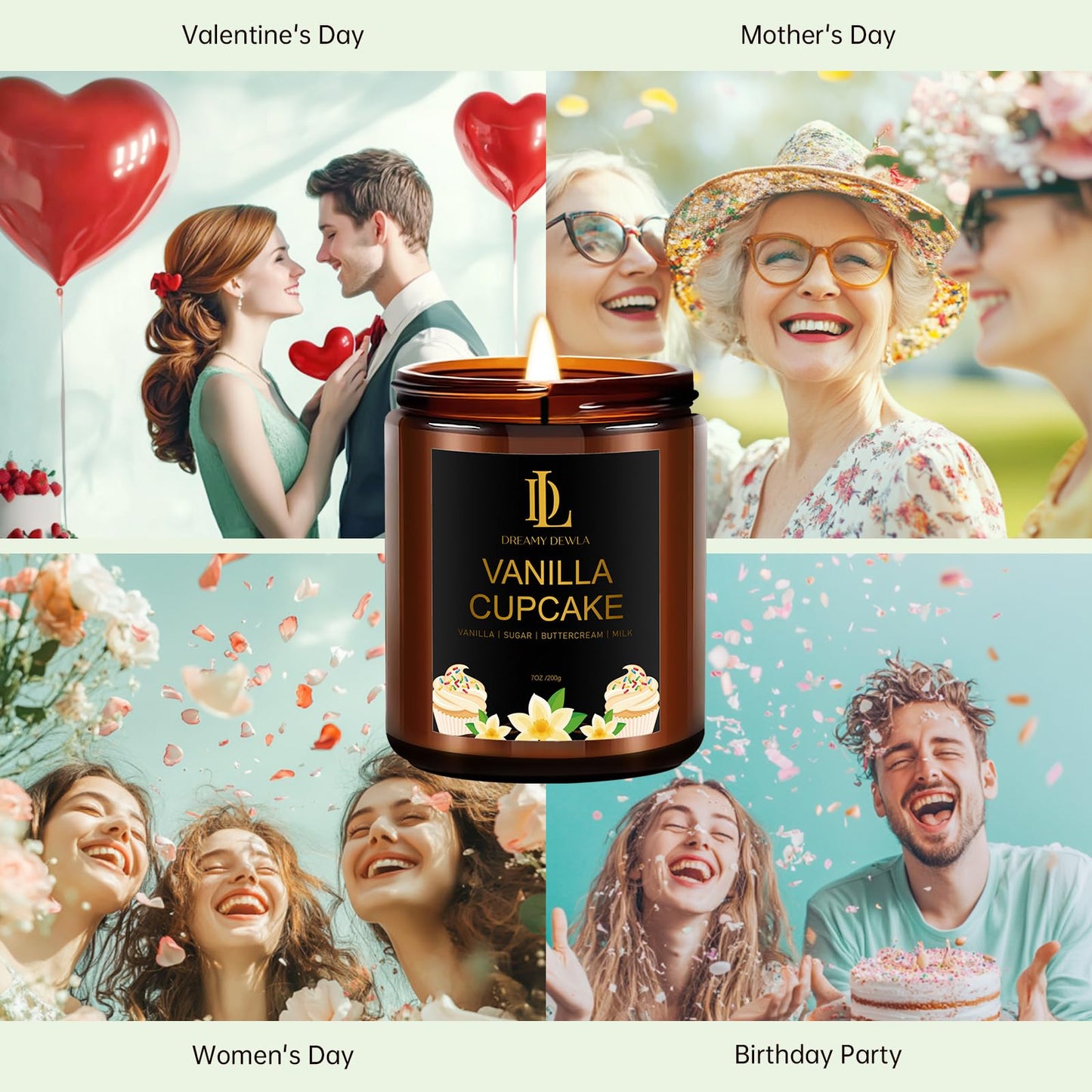 6 Pack Scented Candles Set, 42oz 300 Hour Long Lasting Candle, Soy Candles for Home Scented, Scents of Pink Sands/Coconut Vanilla/Bahama Breeze/Pineapple Cocktail/Sicilian Lemon/Vanilla Ice Cream