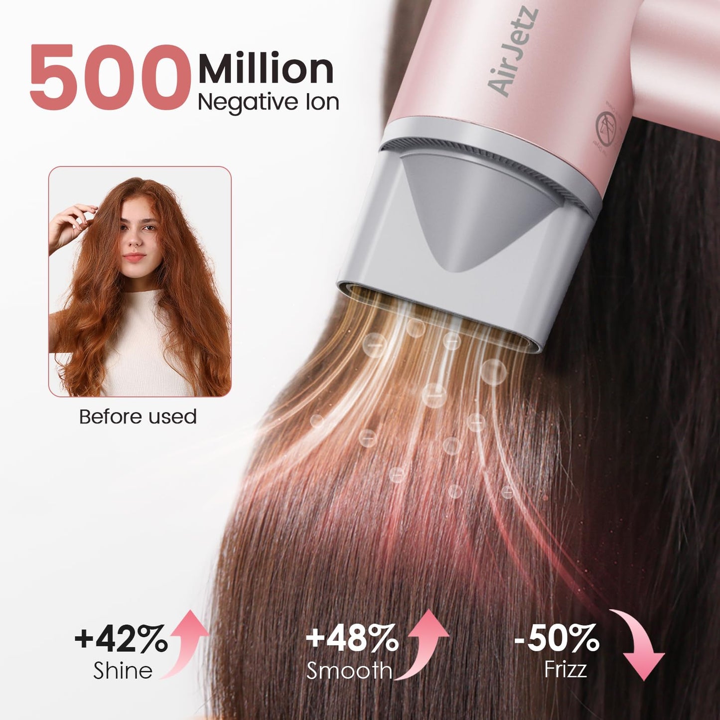 Hair Dryer, 110,000 RPM High-Speed Ionic Blow Dryer for Fast Drying, Professional Lightweight Hairdryer with Diffuser, Magnetic Nozzle, 4 Temps & 2 Speeds, Low Noise for Travel - Black