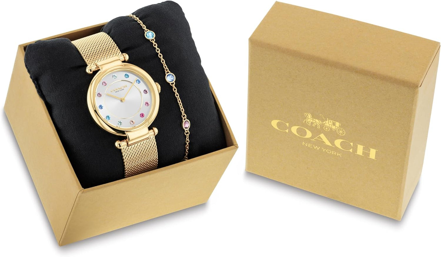 Coach Elliot Women's Watch and Jewelry Gift Set - Adjustable Slider Bracelet Signature Charm - 2H Quartz Watch - Mesh Bracelet - 3ATM Water Resistant - Designed for Day or Night - 28mm