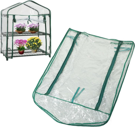 PVC Plant Greenhouse Cover - 2 Tier Mini Walk-in Greenhouse for Indoor/Outdoor Gardening - 27 x 19 x 36 Inch