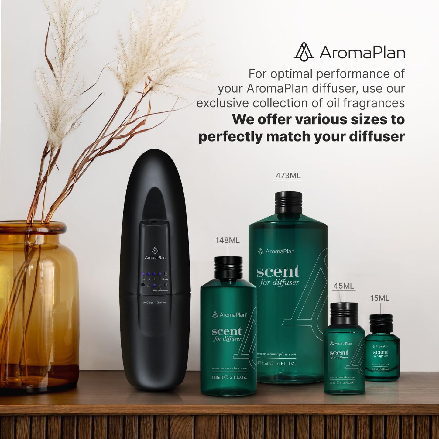 AROMAPLAN Authentic Plug in Waterless Diffuser - Up to 500 Sq. FT Coverage - Nanotechnology Plug in Oil Diffuser for Essential Oils -for Home and Office - Wall Silent & Waterless Oil Diffuser (White)