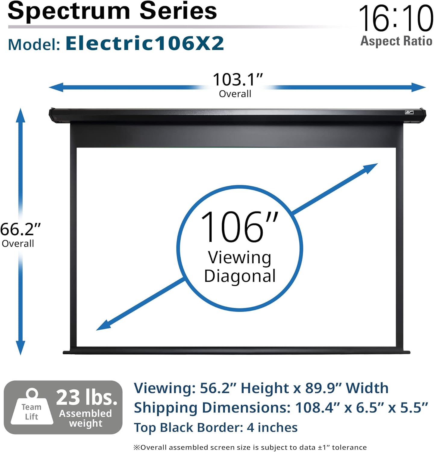 Projector Screen Elite Screens Spectrum RC1 Remote, 180-INCH Diag 16:9, Motorized Projection Screen Movie Home Theater 4K/8K Ultra HD Ready, ELECTRIC180H2