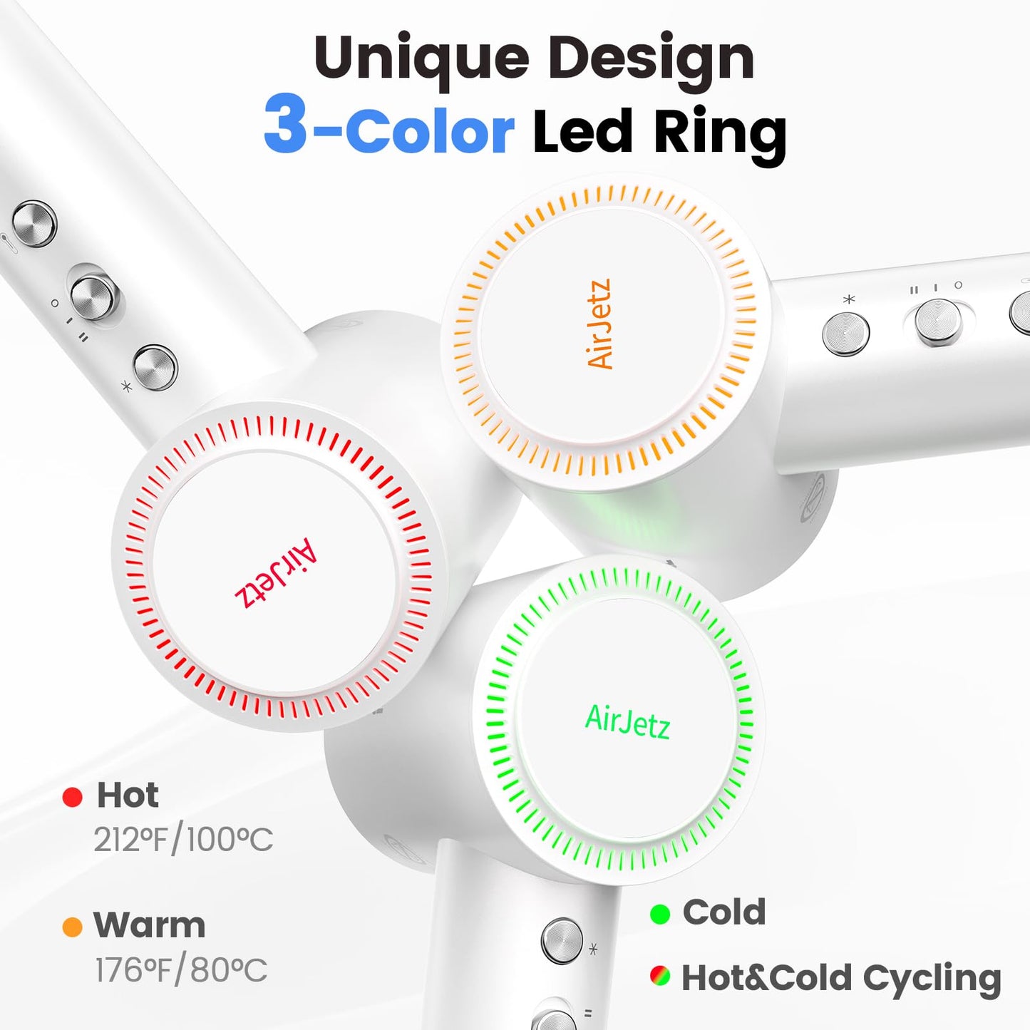 Hair Dryer, 110,000 RPM High-Speed Ionic Blow Dryer for Fast Drying, Professional Lightweight Hairdryer with Diffuser, Magnetic Nozzle, 4 Temps & 2 Speeds, Low Noise for Travel - Black