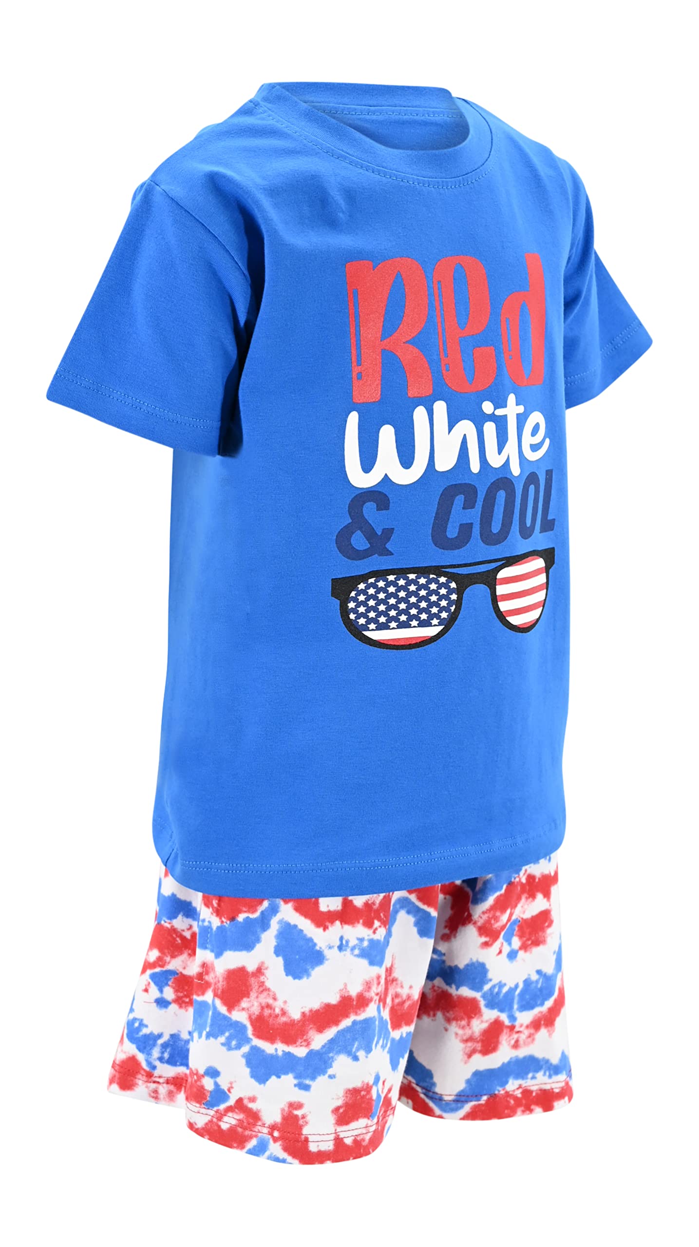 Boys 2pc Shorts Set Outfit Short Sleeve Shirt with Bold Applique Print and Shorts