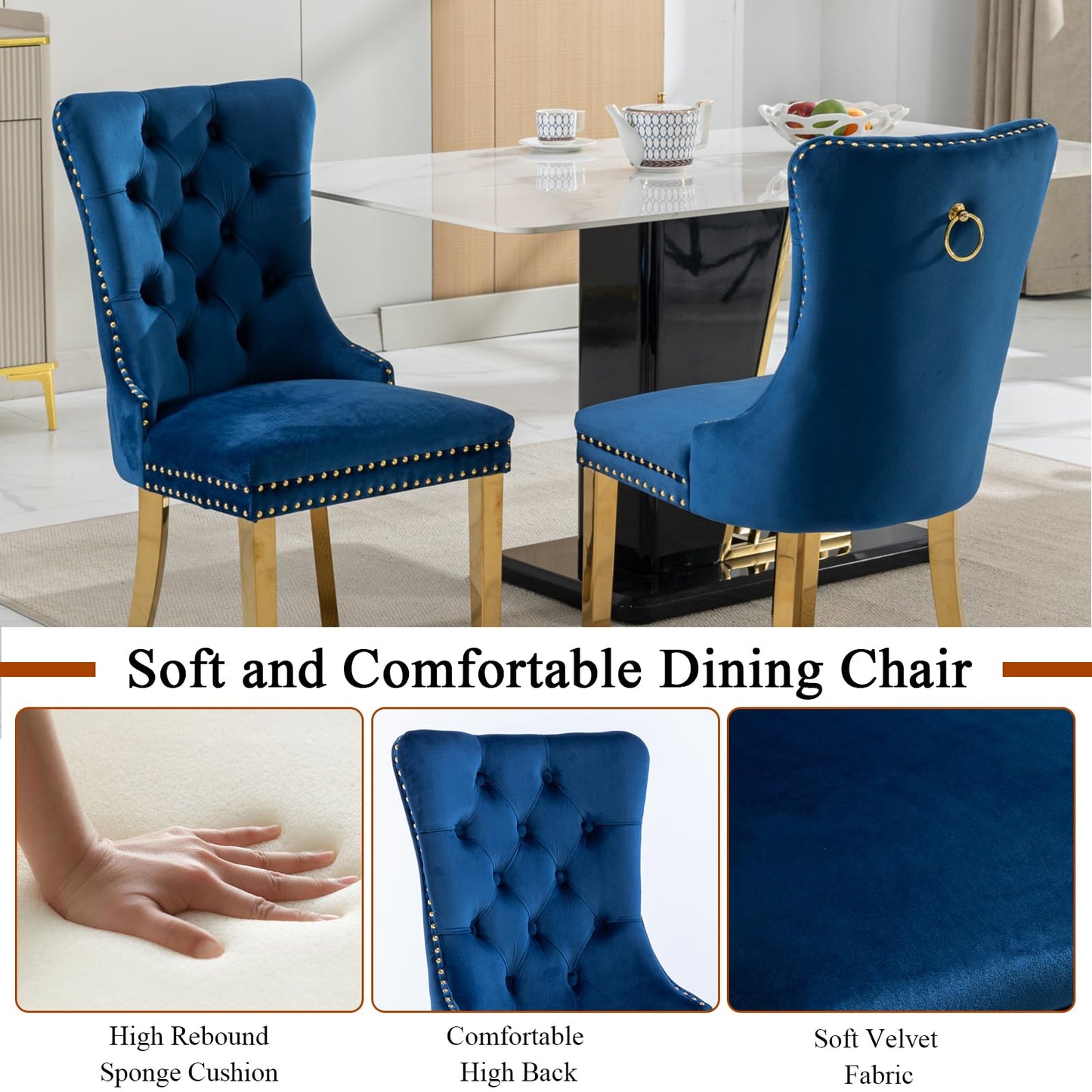 HomVent 70" Faux Marble Dining Table Set for 6, Rectangular Marble Top Kitchen Table Set, Kitchen & Dining Room Sets, Dining Table and Dining Chair