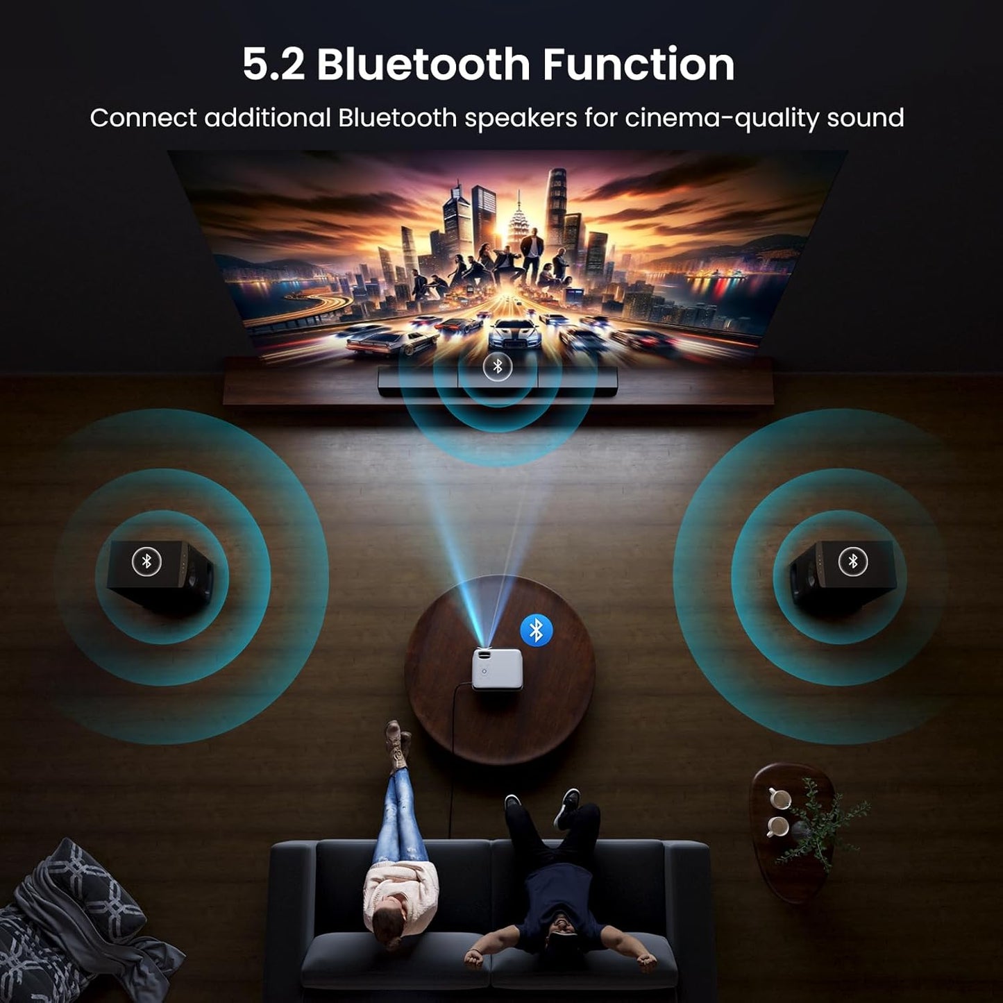 आधिकारिक लाइसेंस प्राप्त Google TV स्मार्ट प्रोजेक्टर, HAPPRUN 4K UHD होम थिएटर डॉल्बी साउंड के साथ, वाई-फाई और ब्लूटूथ, बिल्ट-इन स्ट्रीमिंग ऐप्स, गेम कंसोल और स्मार्टफ़ोन के साथ संगत, इनडोर और आउटडोर उपयोग 