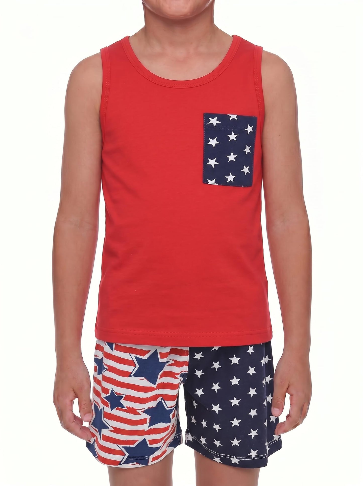 Unique Baby Boys American Boy 4th of July 2pc Tank Shorts Set