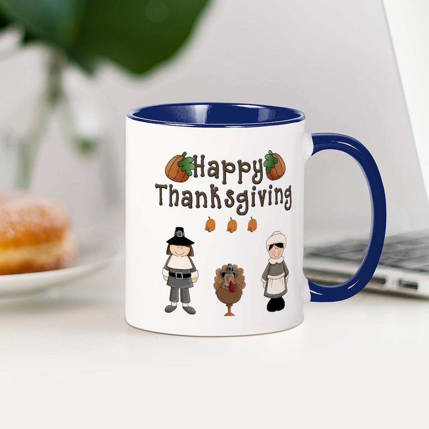 CafePress Happy Thanksgiving Turkey Mugs 11 oz (325 ml) Ceramic Coffee Mug