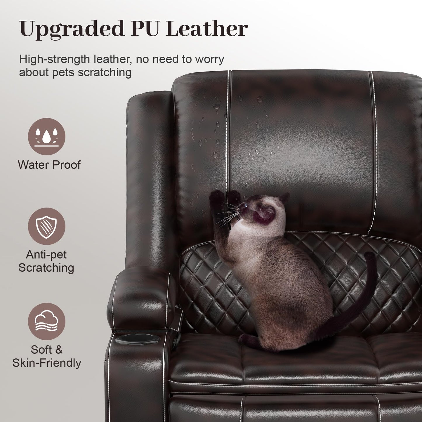 3 Seater Recliner Sofa Set with 2-Tier Cushion, 3+1+1 Pieces in Living Room, 3 Seater Reclining Couch Dutch Velvet with Removable Console, 2 Oversize Recliner Chair Sofa Seat - Grey