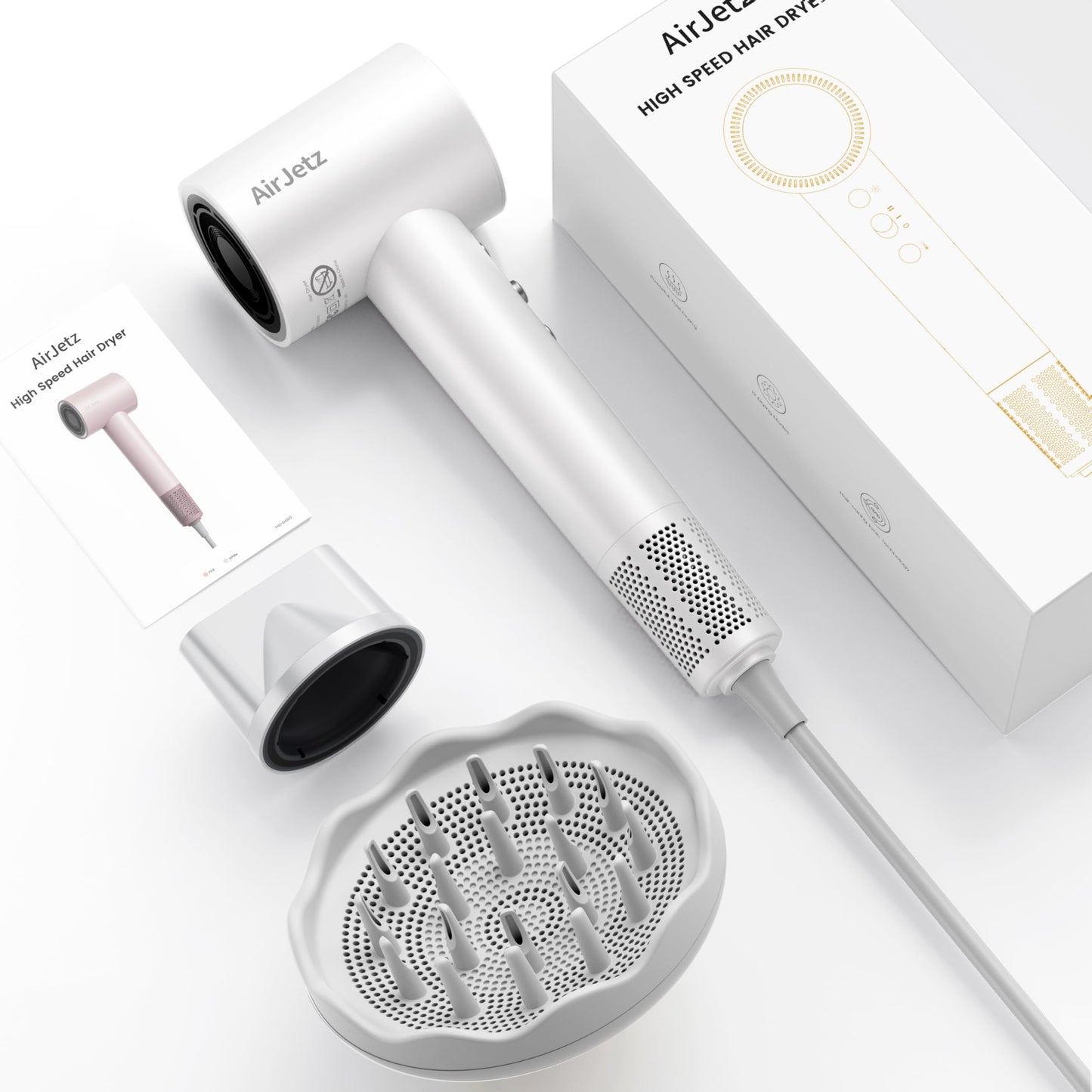 Hair Dryer, 110,000 RPM High-Speed Ionic Blow Dryer for Fast Drying, Professional Lightweight Hairdryer with Diffuser, Magnetic Nozzle, 4 Temps & 2 Speeds, Low Noise for Travel - Black