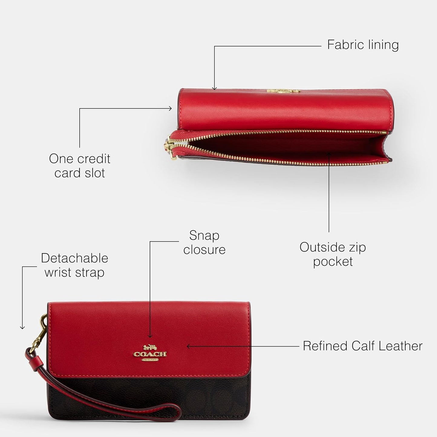 COACH womens Foldover Wristlet