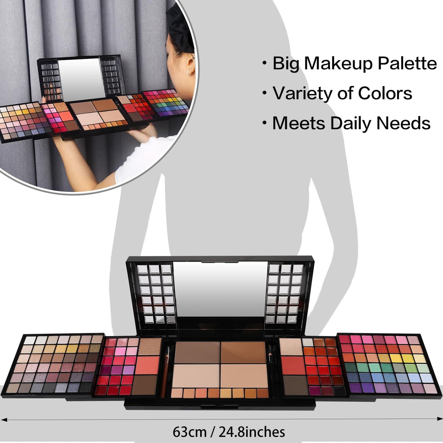 Professional All in One Makeup Kit for Women Full Kit,186 Colors Make Up Palette Valentine's Gift Set, Including Eyeshadow,Lip Gloss,Concealer,Highlighter,Contour,Brow Powder,Mascara,Blush & Brush