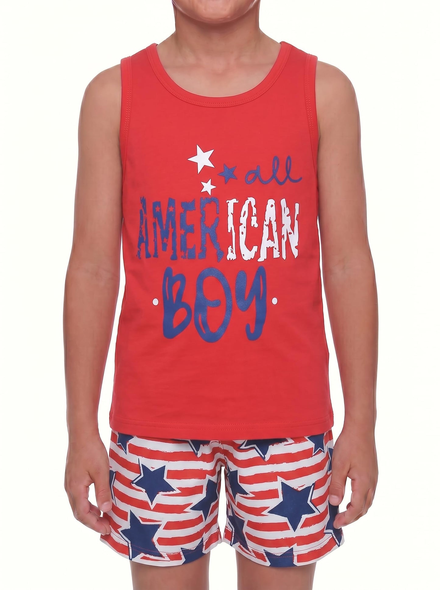 Unique Baby Boys American Boy 4th of July 2pc Tank Shorts Set