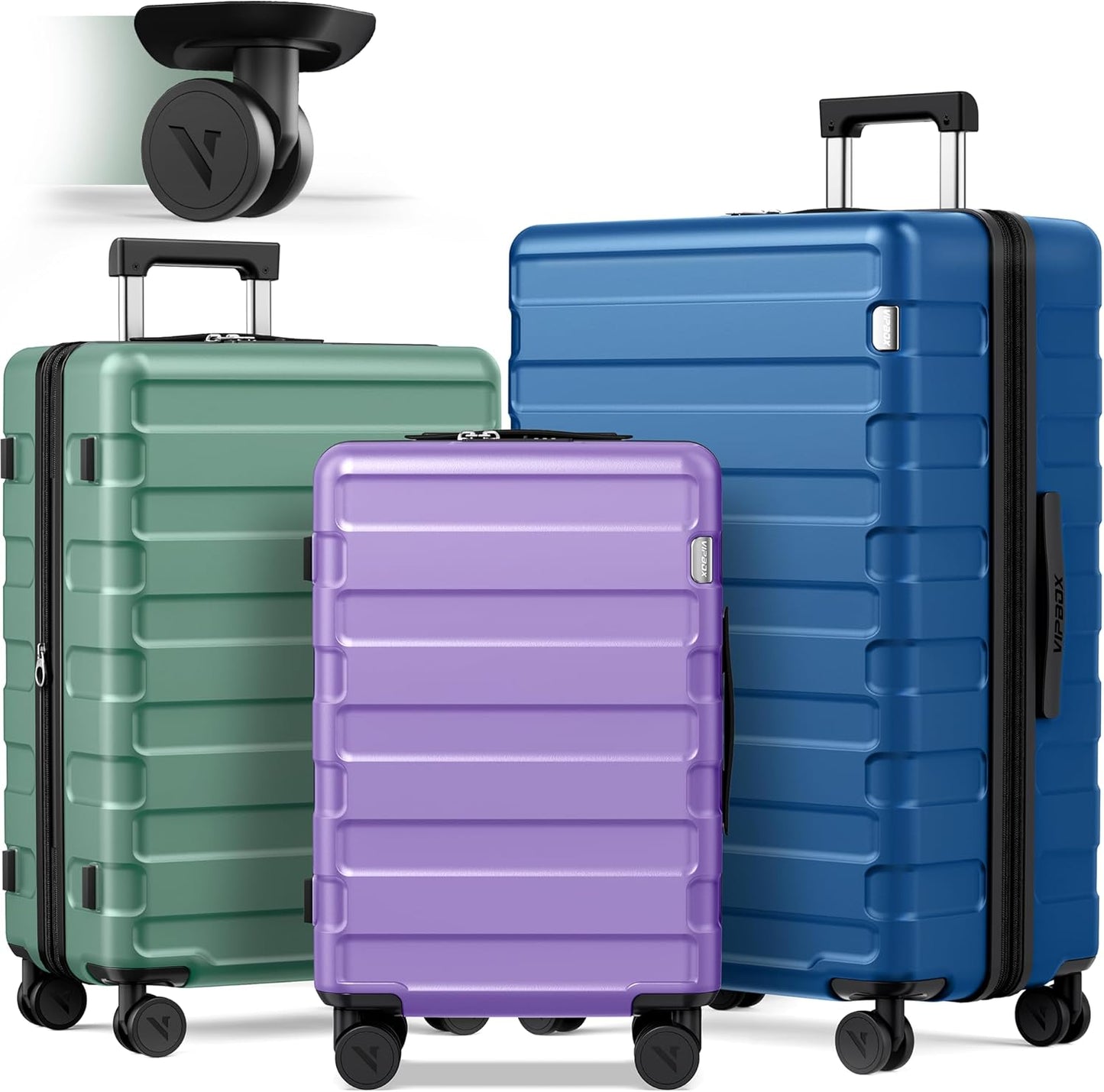 Luggage Sets 3 Piece (3-YEARS VIP SERVICE) Hardside Expandable Lightweight Premium Polycarbonate Simple Beautiful Travel Suitcase with Wheels x1 TSA Approved Lock for Women Men, Green