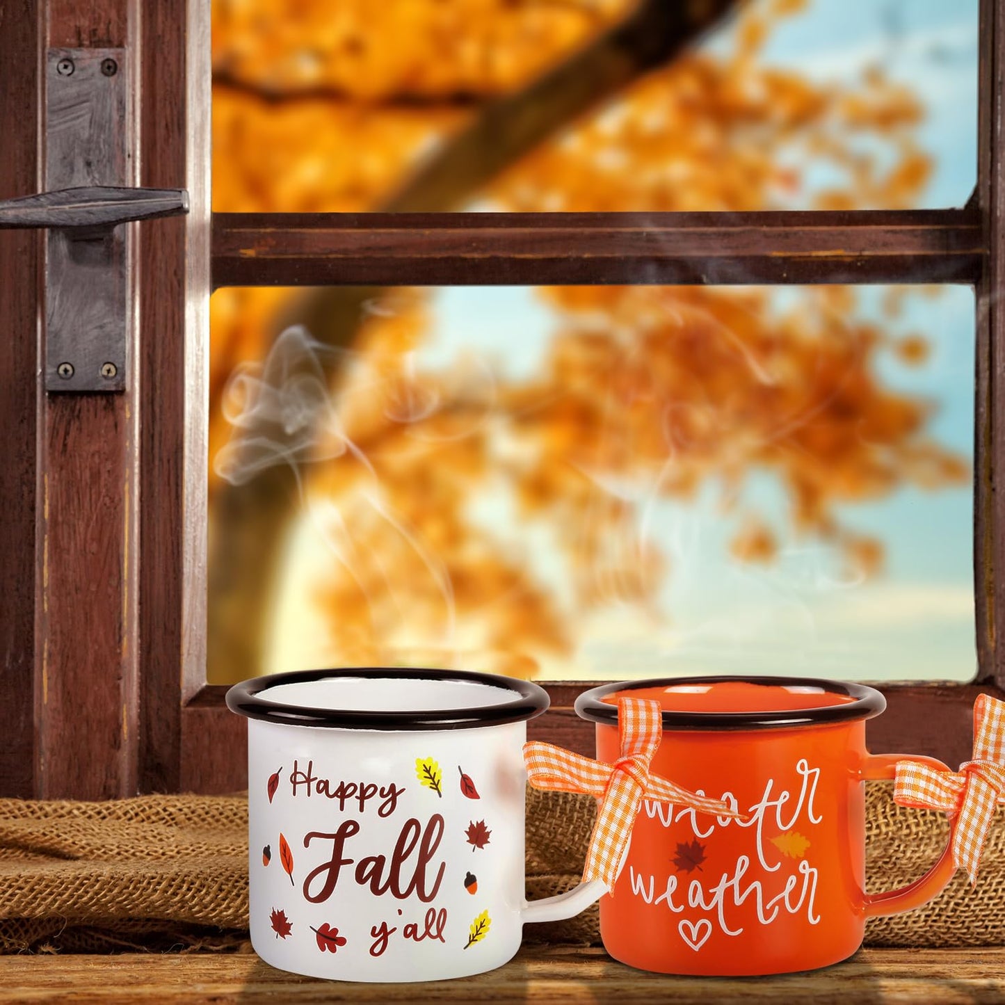 Quera 4 Pcs Fall Thanksgiving Mini Coffee Mug, Pumpkin Mini Coffee Cups for Tiered Tray Decor Autumn Centerpieces, Farmhouse Kitchen Coffee Bar PartyDecorations, Birthday Gift, 240ml