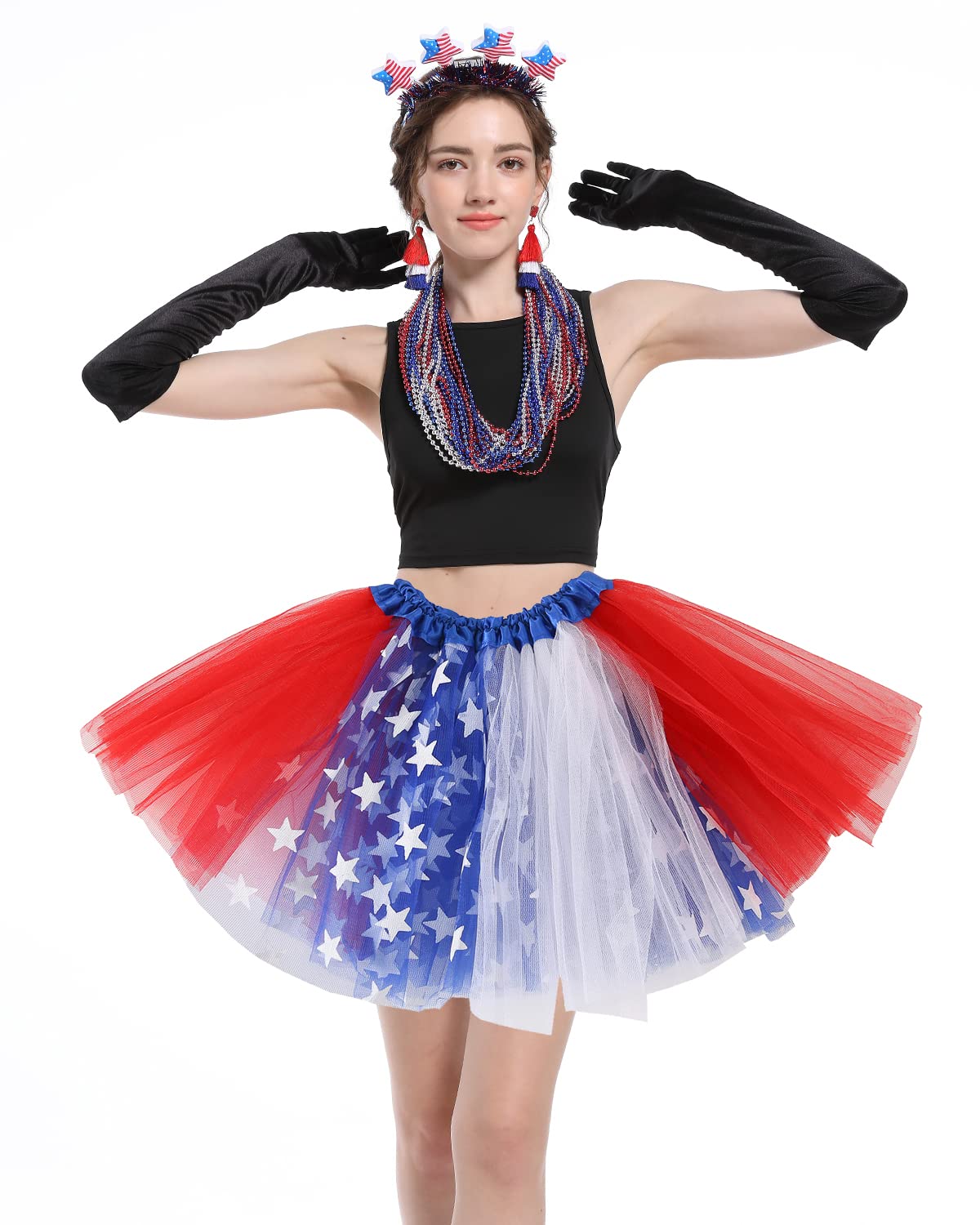 4th of July Tutu Tulle Skirt for Girls Women, Red White Blue Tutu Skirt Kids Adult Independence Day Patriotic Costume Unisex