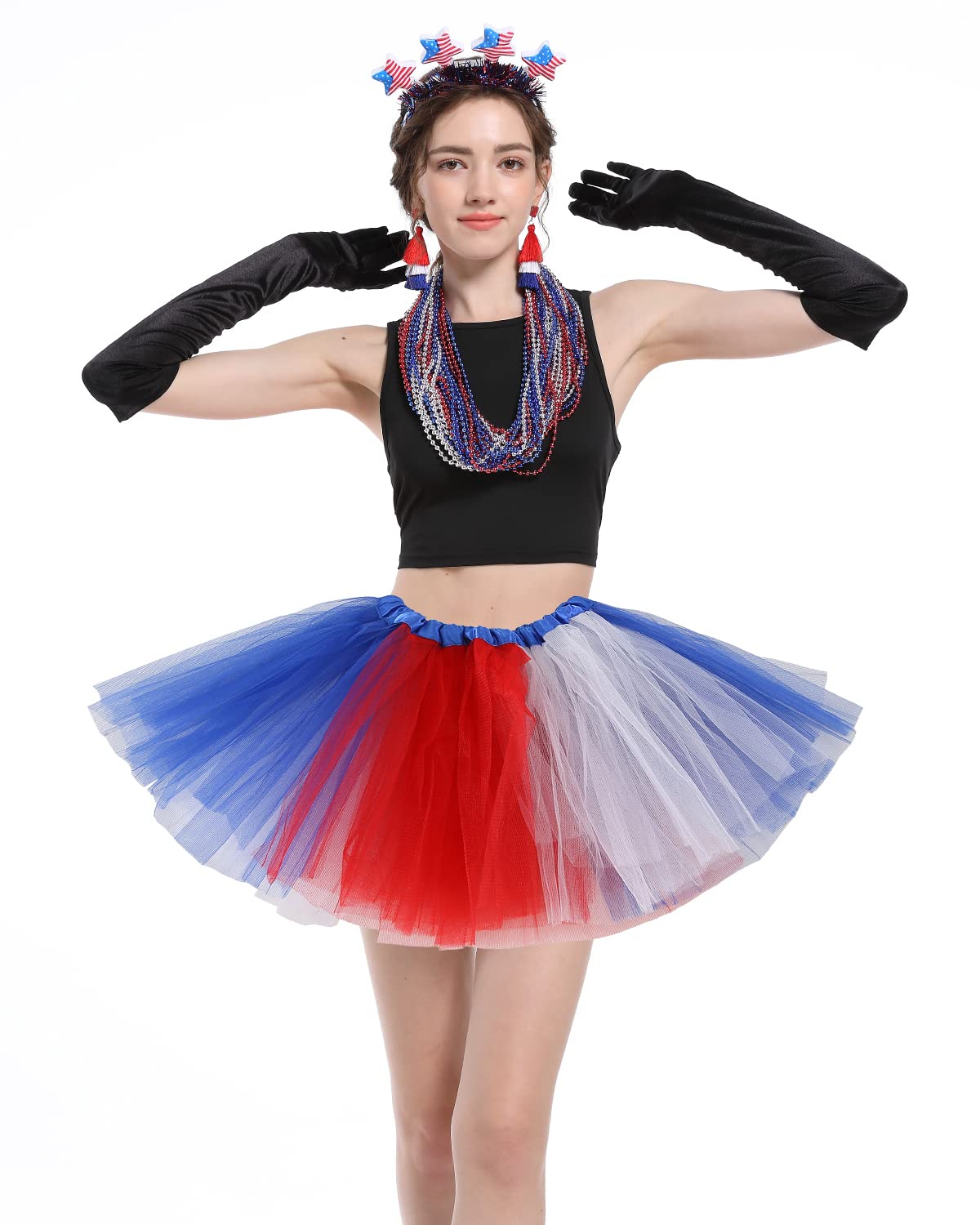 4th of July Tutu Tulle Skirt for Girls Women, Red White Blue Tutu Skirt Kids Adult Independence Day Patriotic Costume Unisex