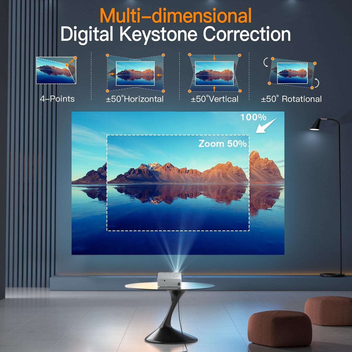 Mini Projector, VISSPL Full HD 1080P Video Projector, Portable Outdoor Projector with Tripod, Kids Gift, Home Theater Movie Phone Projector Compatible with Android/iOS/Windows/TV Stick/HDMI/USB