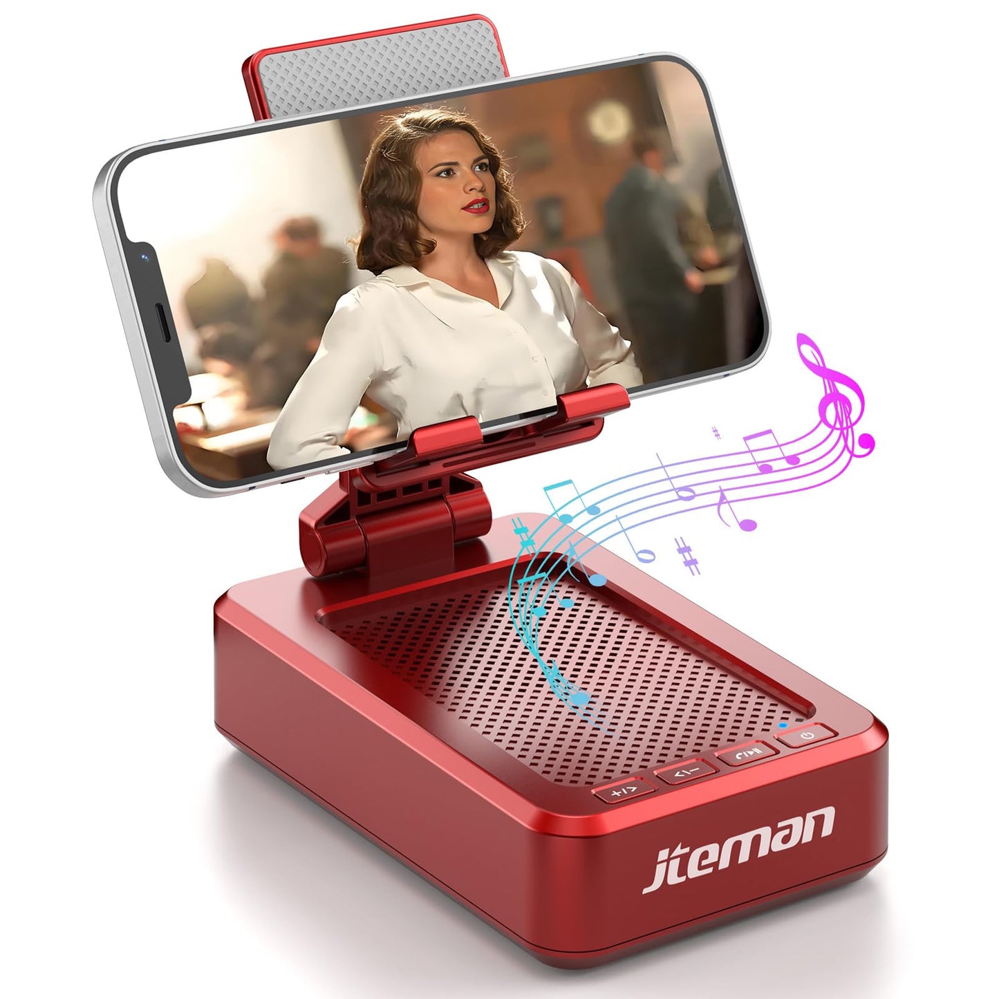 JTEMAN Tablet Stand Adjustable with Bluetooth Speakers,Kitchen Gadgets,Gifts for Women Men,Wireless Bluetooth Speaker Tablet Holder,Desk Mic Charging Sation Compatible with Phones and Tablet
