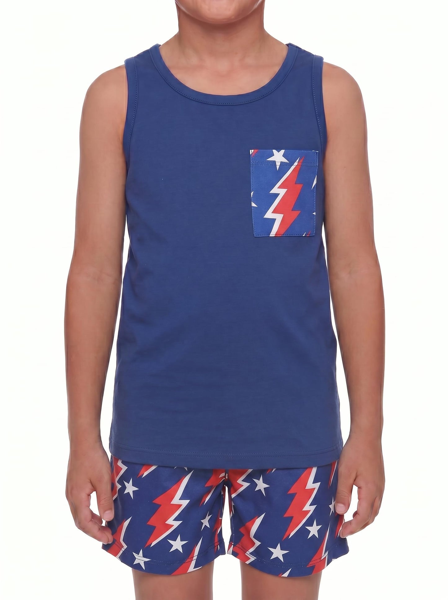 Unique Baby Boys American Boy 4th of July 2pc Tank Shorts Set