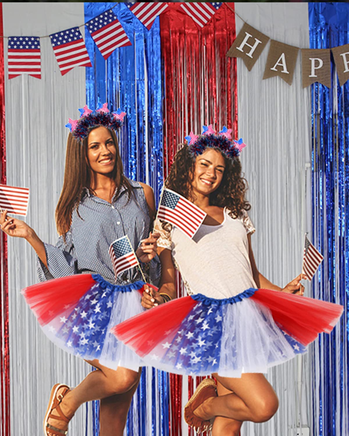 4th of July Tutu Tulle Skirt for Girls Women, Red White Blue Tutu Skirt Kids Adult Independence Day Patriotic Costume Unisex