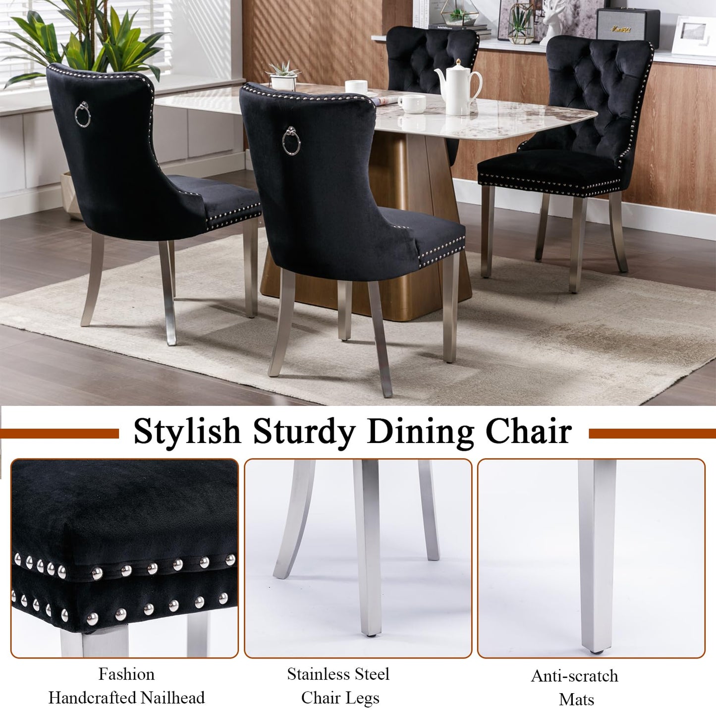 HomVent 70" Faux Marble Dining Table Set for 6, Rectangular Marble Top Kitchen Table Set, Kitchen & Dining Room Sets, Dining Table and Dining Chair