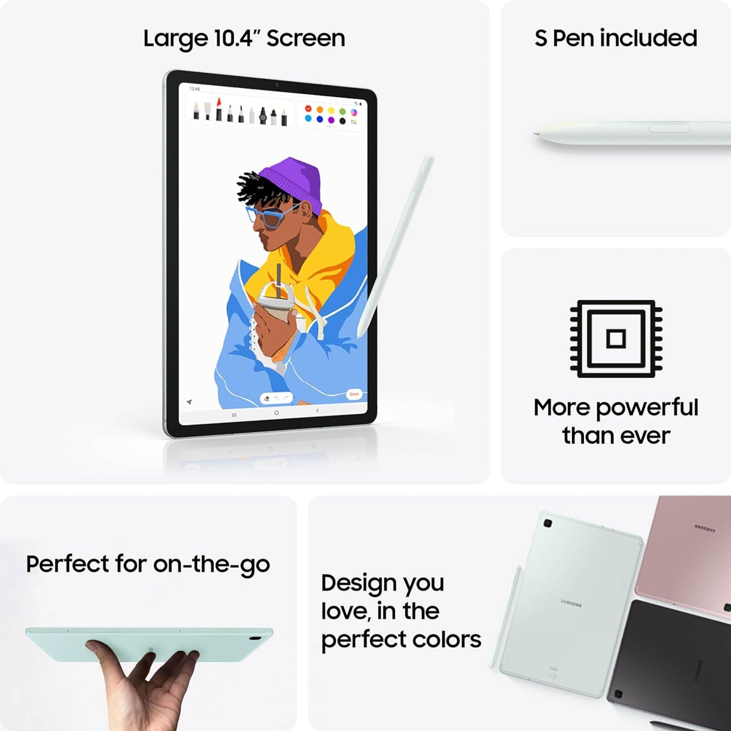 SAMSUNG Galaxy Tab S6 Lite (2024) 10.4' 128GB WiFi Android Tablet, S Pen Included, Gaming Ready, Long Battery Life, Slim Metal Design, Expandable Storage, US Version, Chiffon Pink, Amazon Exclusive