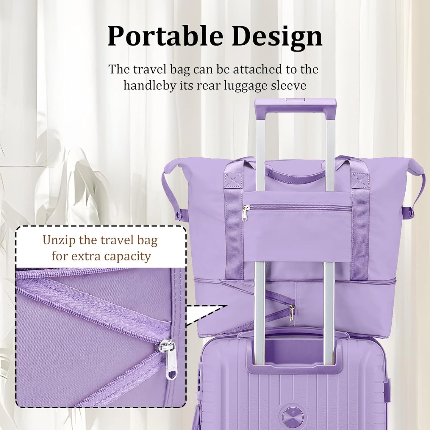 Joyway Luggage Sets 5 Piece PP Hardshell Carry on Suitcase, Travel Lightweight Carry-on with Double Spinner Wheels and TSA Lock, Purple