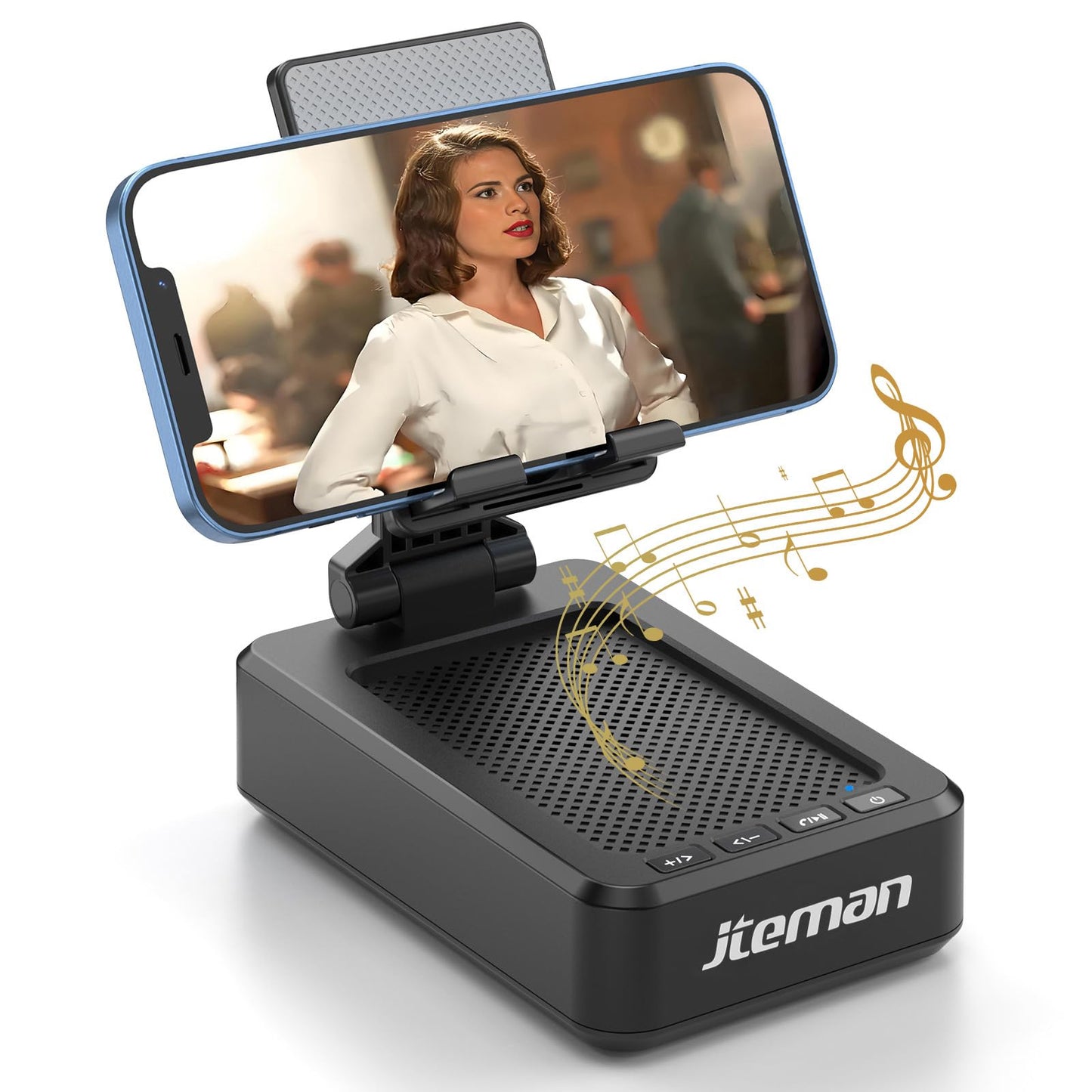 JTEMAN Tablet Stand Adjustable with Bluetooth Speakers,Kitchen Gadgets,Gifts for Women Men,Wireless Bluetooth Speaker Tablet Holder,Desk Mic Charging Sation Compatible with Phones and Tablet
