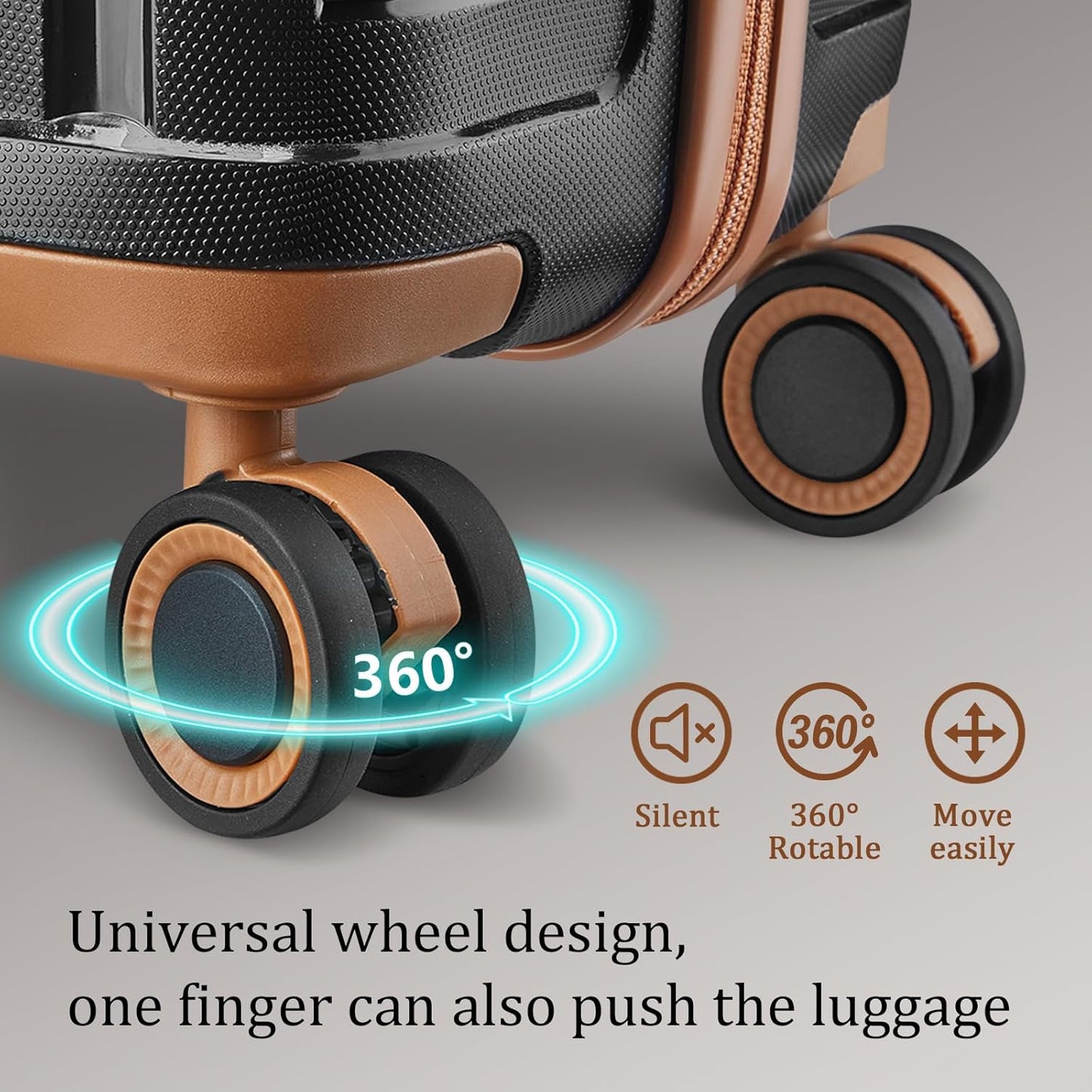 Joyway Luggage Sets 5 Piece PP Hardshell Carry on Suitcase, Travel Lightweight Carry-on with Double Spinner Wheels and TSA Lock, Purple