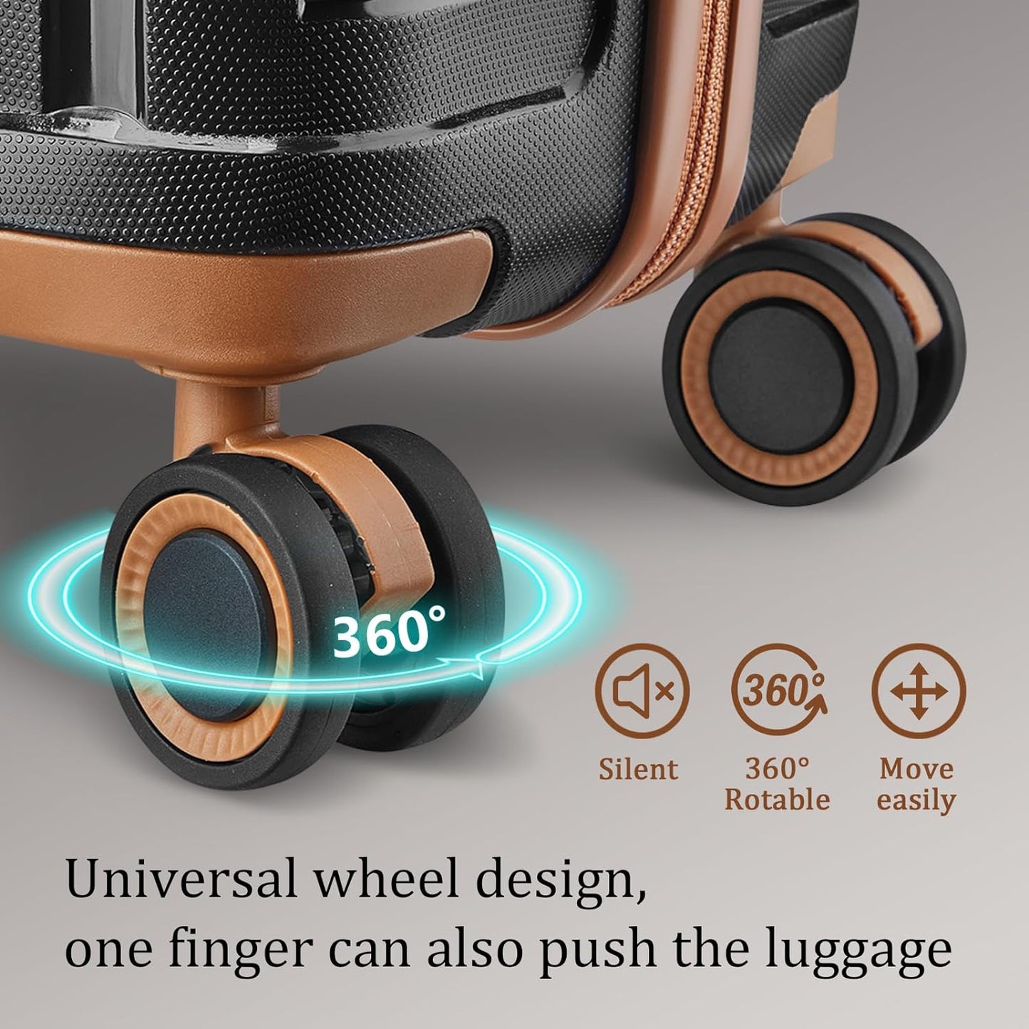 Joyway Luggage Sets 5 Piece PP Hardshell Carry on Suitcase, Travel Lightweight Carry-on with Double Spinner Wheels and TSA Lock, Purple