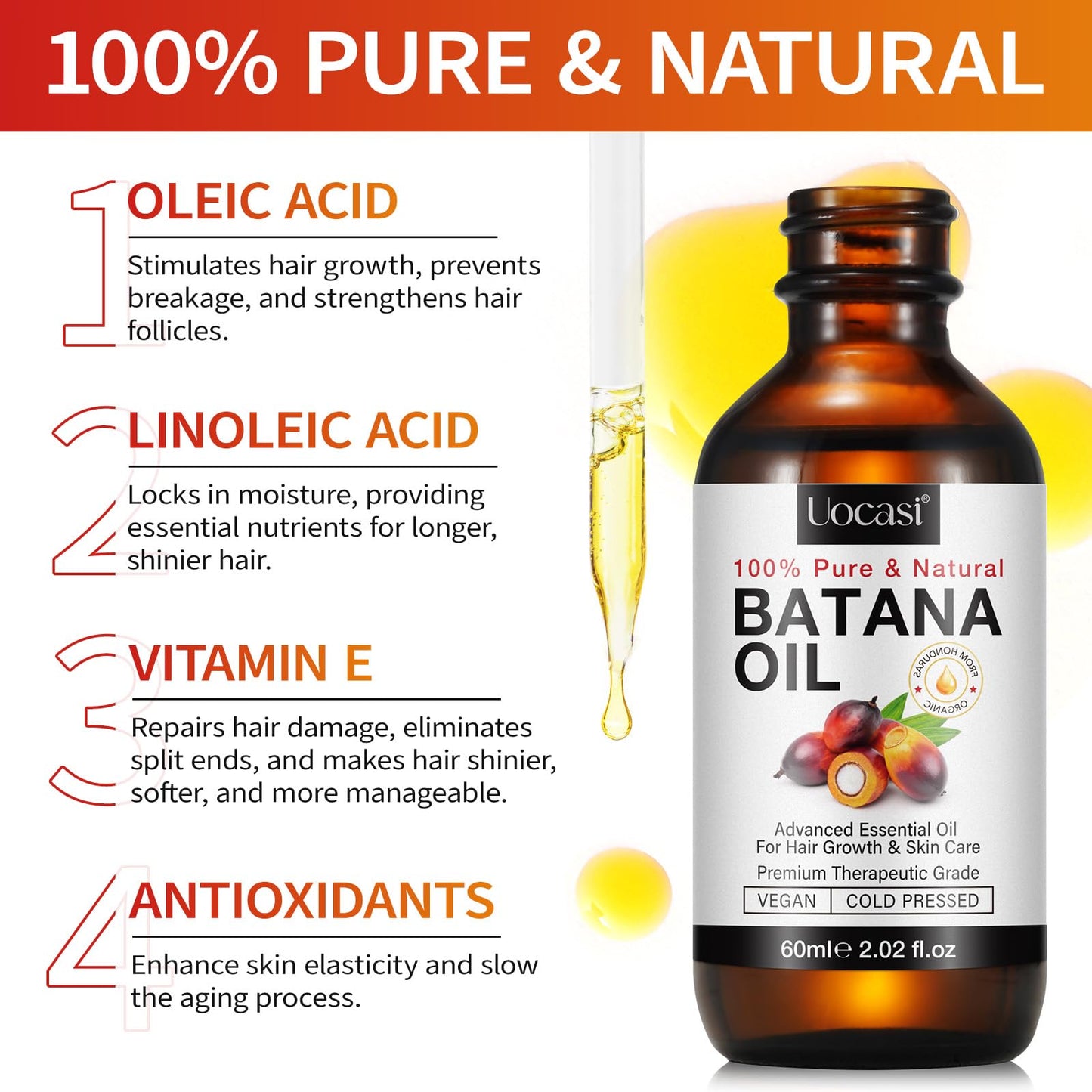 Batana Oil for Hair Growth - 2 Pack, Raw Unrefined Batana Oil,100% Pure Natural Stimulation for Hair Growth, Thickens Strands, Prevent Dry Hair & Hair Loss, 4.04 Oz