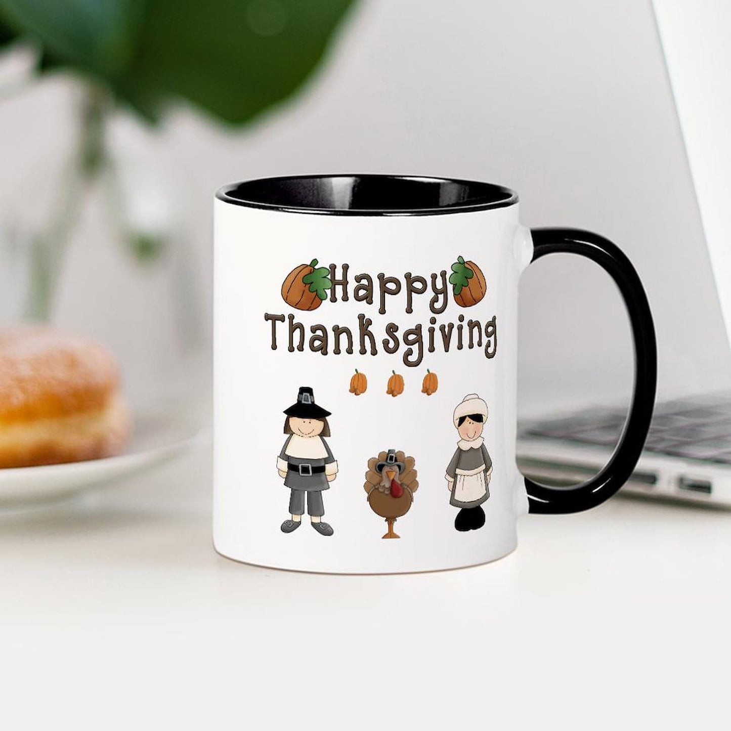 CafePress Happy Thanksgiving Turkey Mugs 11 oz (325 ml) Ceramic Coffee Mug