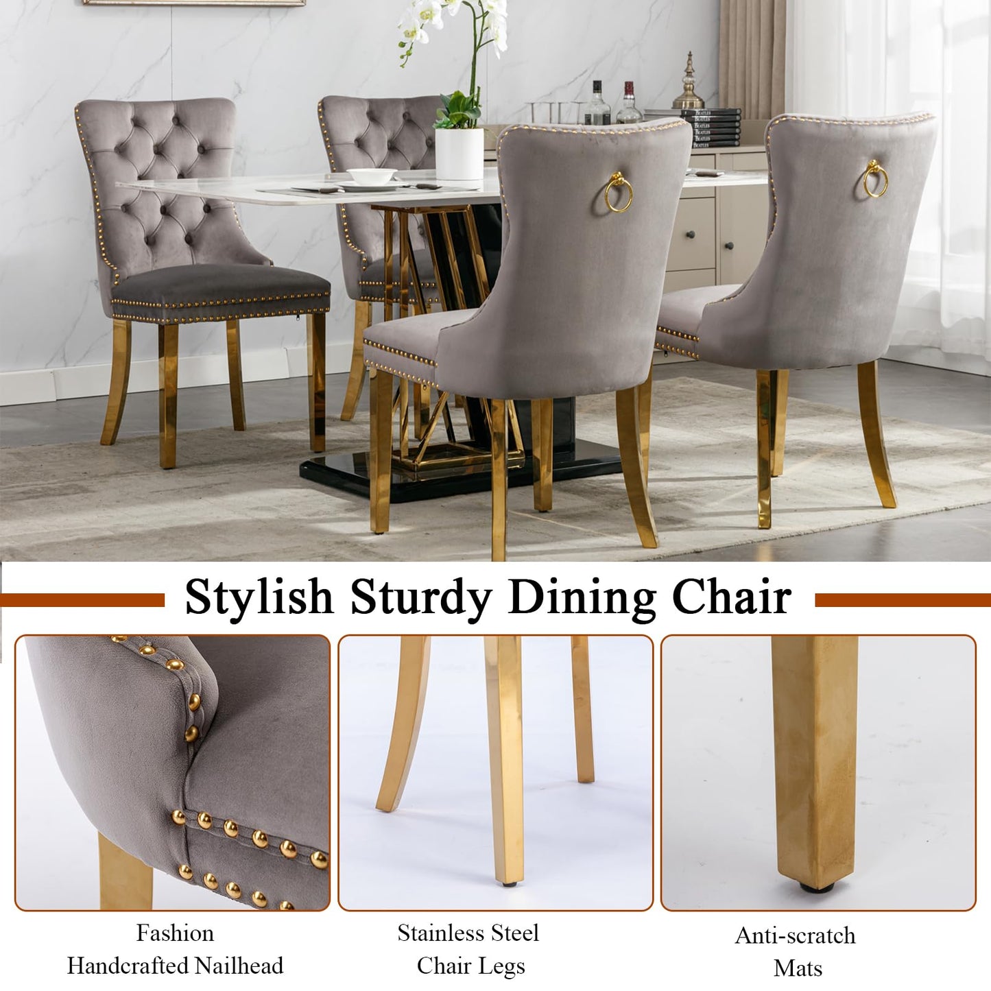 HomVent 70" Faux Marble Dining Table Set for 6, Rectangular Marble Top Kitchen Table Set, Kitchen & Dining Room Sets, Dining Table and Dining Chair