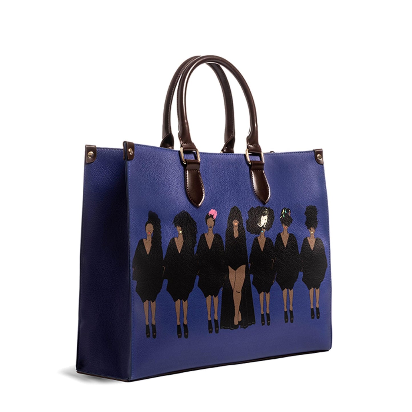 Pardon My Fro Tote Bag for Women – Large Shoulder Bag with Zippered Compartment, Fits Laptop, Mahogany Yellow and Tribe Blue