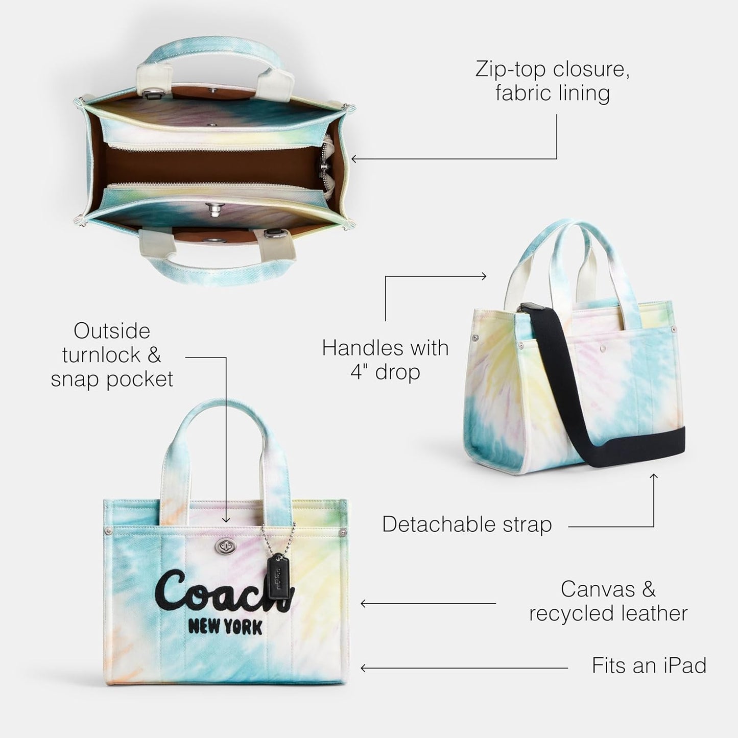 COACH Women's Camo Printed Canvas Cargo Tote 26