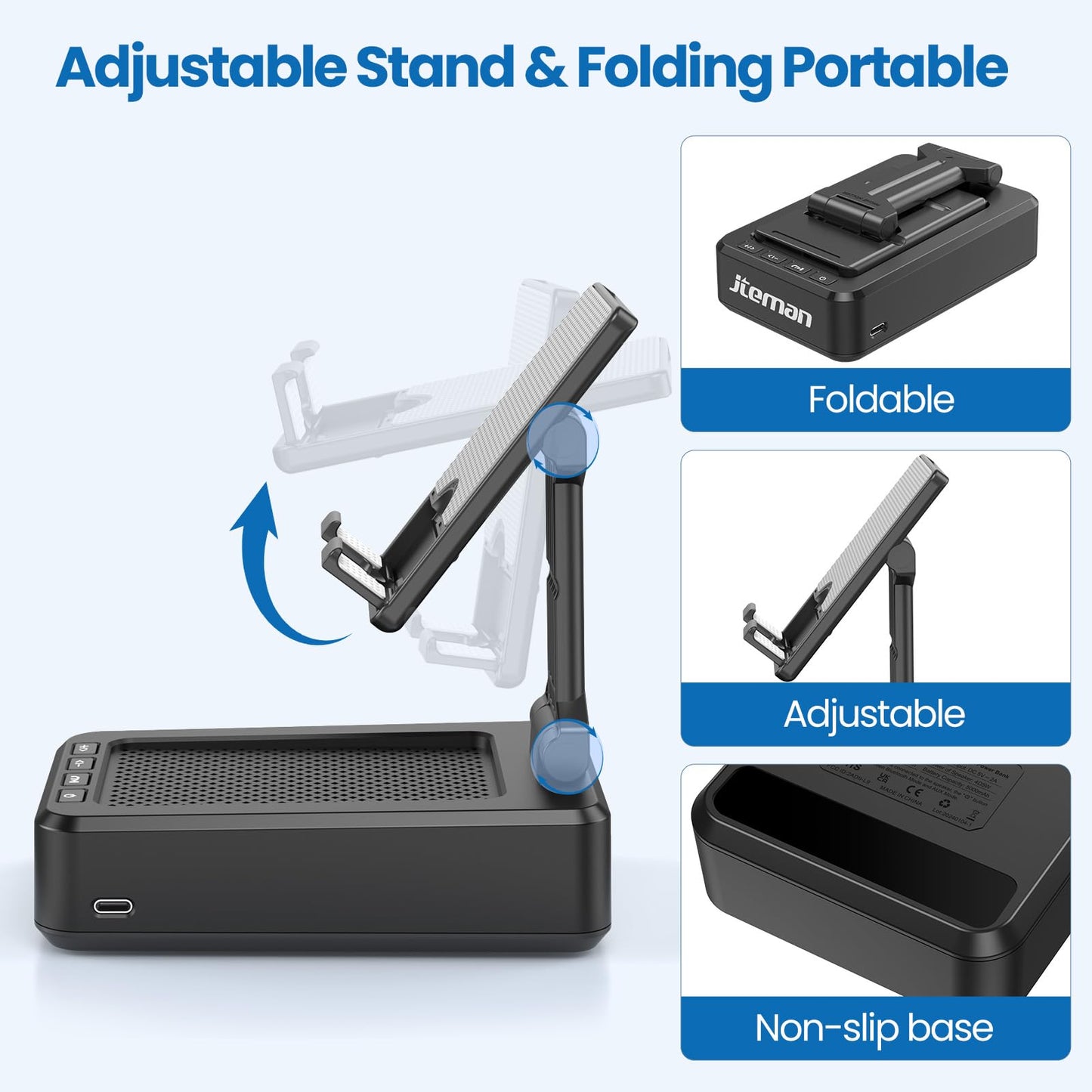 JTEMAN Tablet Stand Adjustable with Bluetooth Speakers,Kitchen Gadgets,Gifts for Women Men,Wireless Bluetooth Speaker Tablet Holder,Desk Mic Charging Sation Compatible with Phones and Tablet