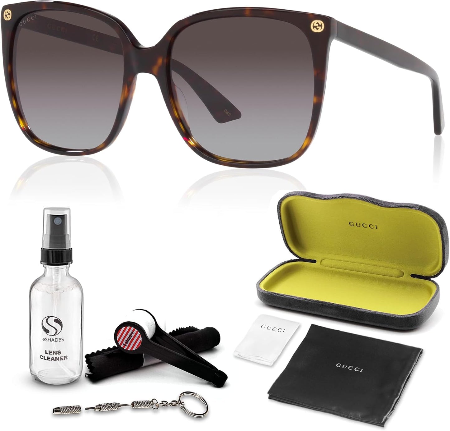 Gucci GG0022S Women Designer Square Shape Sunglasses: Square Frame Eyewear with Non-Polarized Lenses - Epitome of Luxury and Style