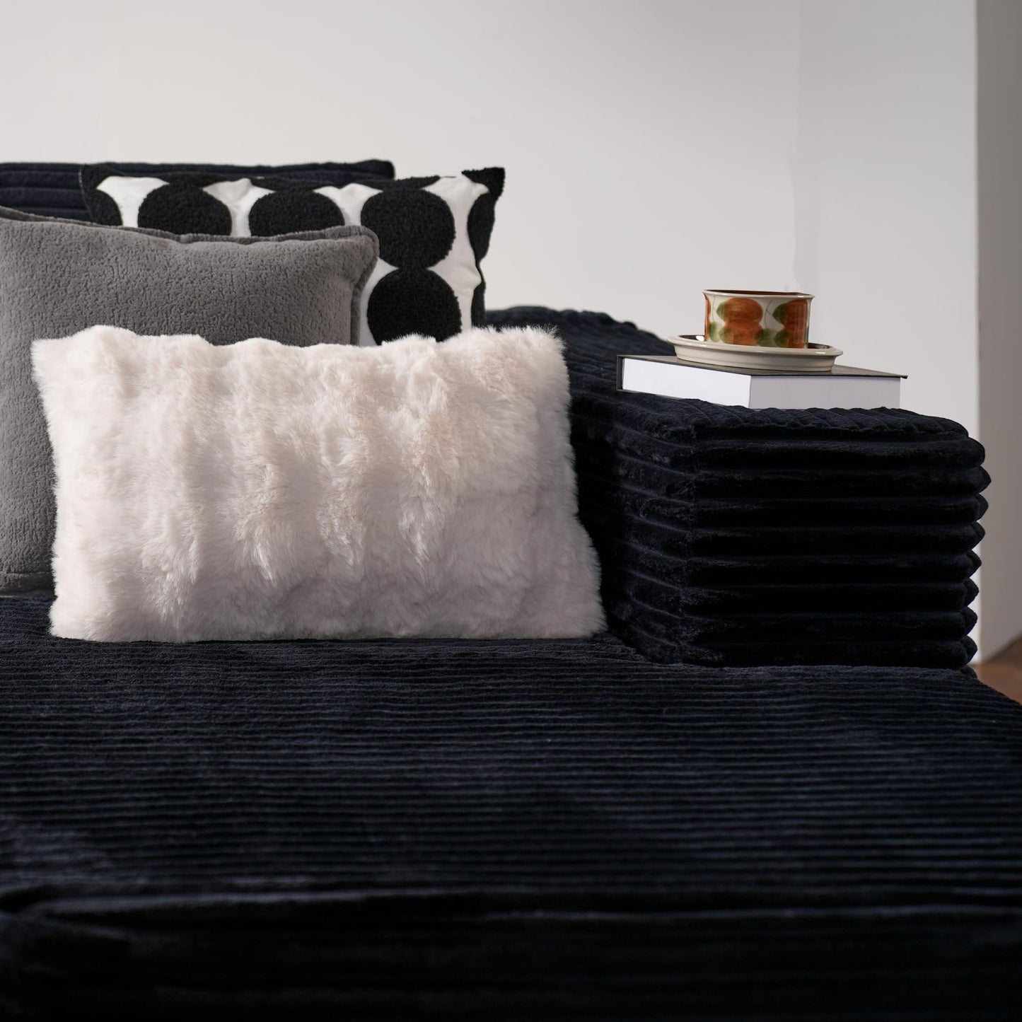 ovios 104" Cloud Sectional Couch with L-Shape Chaise,Modern Modular Sofa with Deep Seat, Upholstered Couches for Living Room Bedroom,No Assembly Required, Black (Corduroy Fabric)