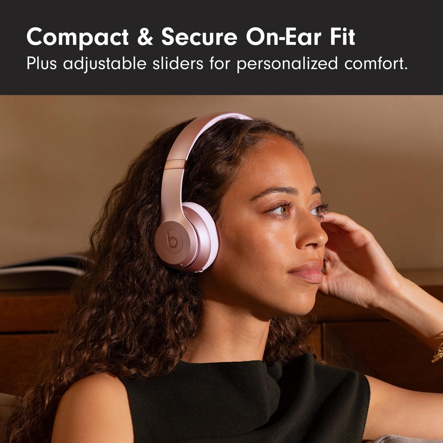 Beats Solo 4 - Wireless On-Ear Bluetooth Headphones, Up to 50-Hour Battery Life, Ultra-Lightweight Comfort, Powerful and Balanced Sound, Apple & Android Compatible - Black & Gold