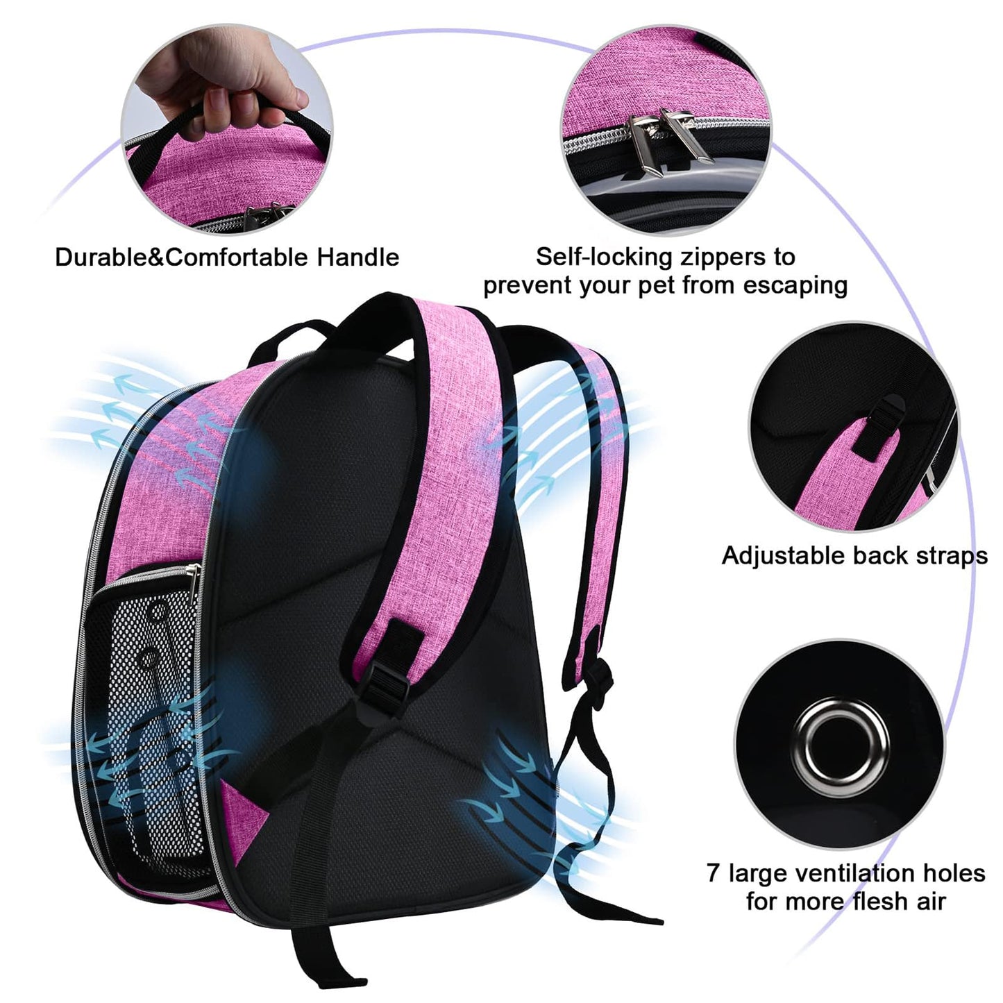 BAGLHER Cat and Dog Carrier Backpack Bubble - Fit Up to 18 Lbs - Airline-Approved Dog Backpack Carrier for Small Pets Puppies Dogs Bunny, Space Capsule Dog Carrier Backpack for Travel Outdoor Hiking, Purple