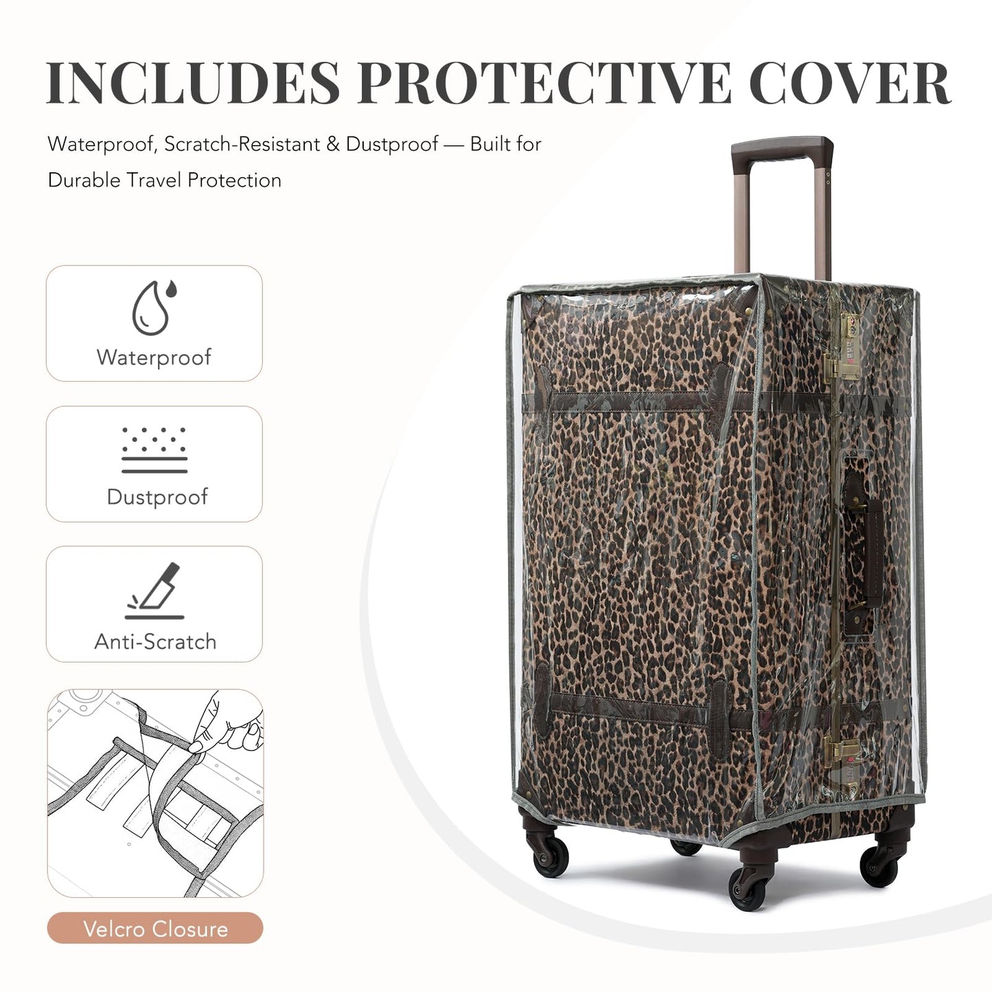 urecity Vintage Luggage Sets of 3 Piece - Hardside Lightweight Spinner Suitcases - Retro Travel Set includes Under Seat Train Case, 26"+20"+12"