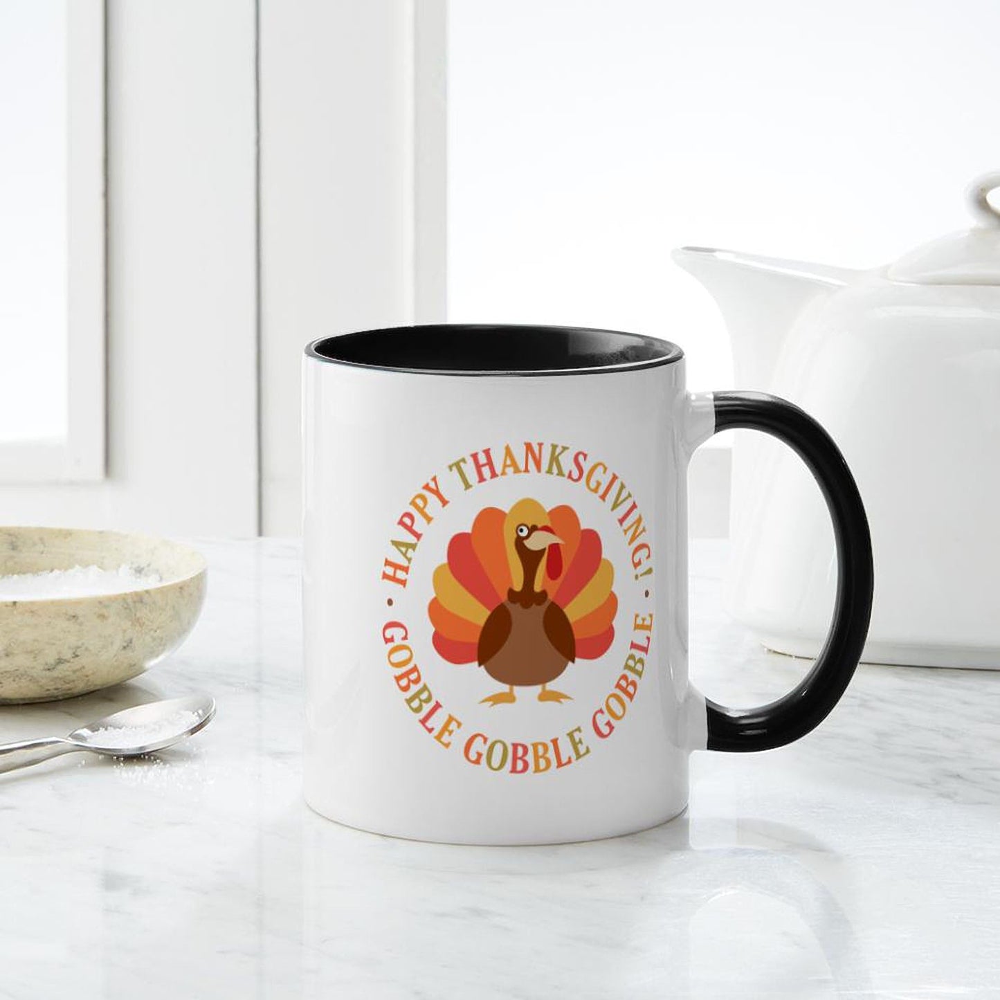CafePress Happy Thanksgiving Turkey Mugs 11 oz (325 ml) Ceramic Coffee Mug