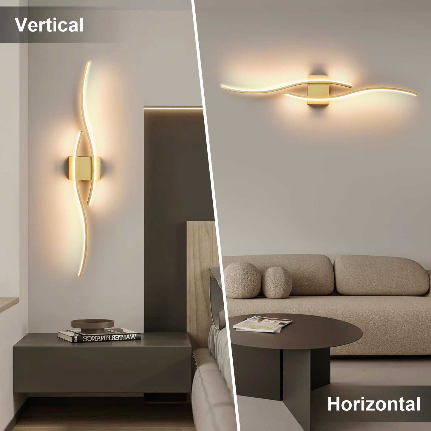 Battery Operated Wall Sconces Set of Two with Remote Control, Dimmable/3 Color/Night-Light/Timer/Memory, Black Modern Wireless LED Sconce for Living Room, Hallway, Bedroom, 39.3 Inch (2 Pack)