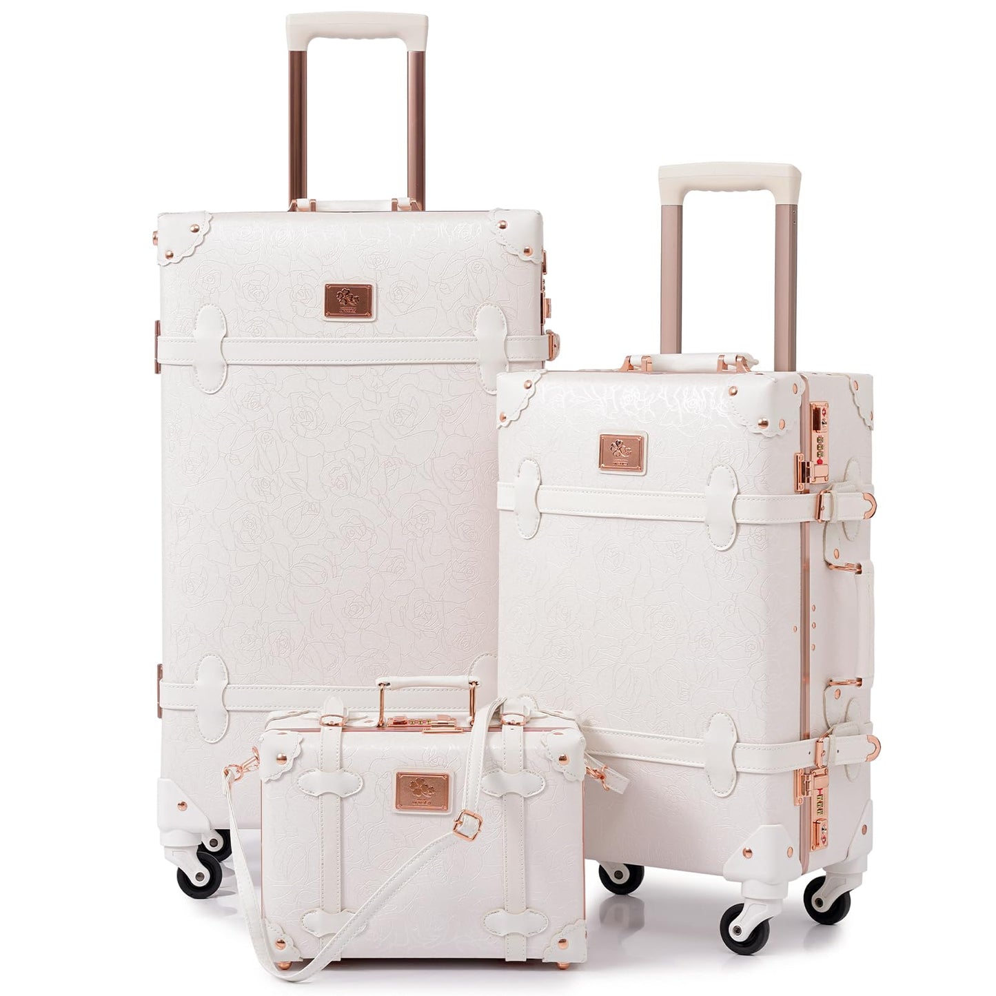 urecity Vintage Luggage Sets of 3 Piece - Hardside Lightweight Spinner Suitcases - Retro Travel Set includes Under Seat Train Case, 26"+20"+12"