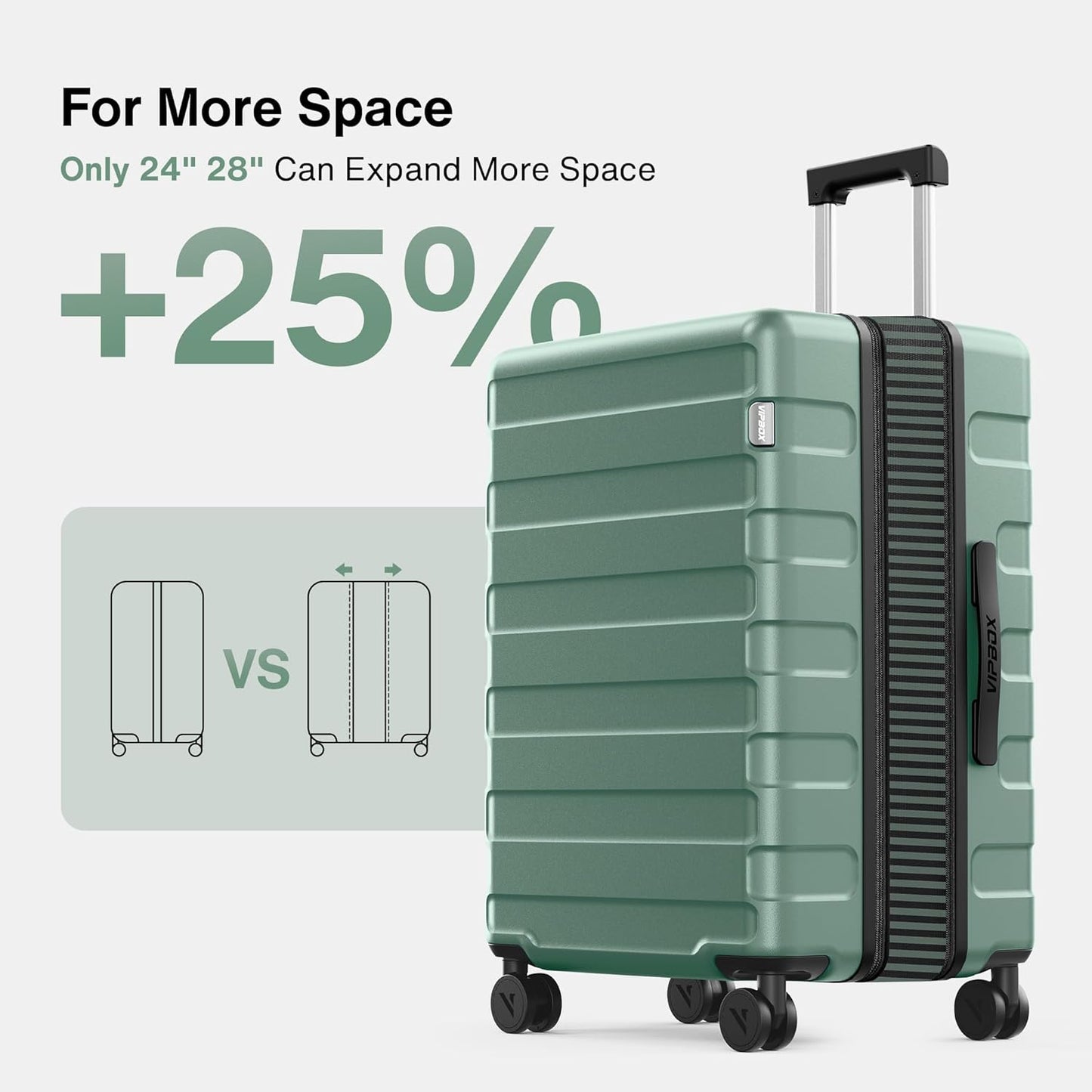 Luggage Sets 3 Piece (3-YEARS VIP SERVICE) Hardside Expandable Lightweight Premium Polycarbonate Simple Beautiful Travel Suitcase with Wheels x1 TSA Approved Lock for Women Men, Green