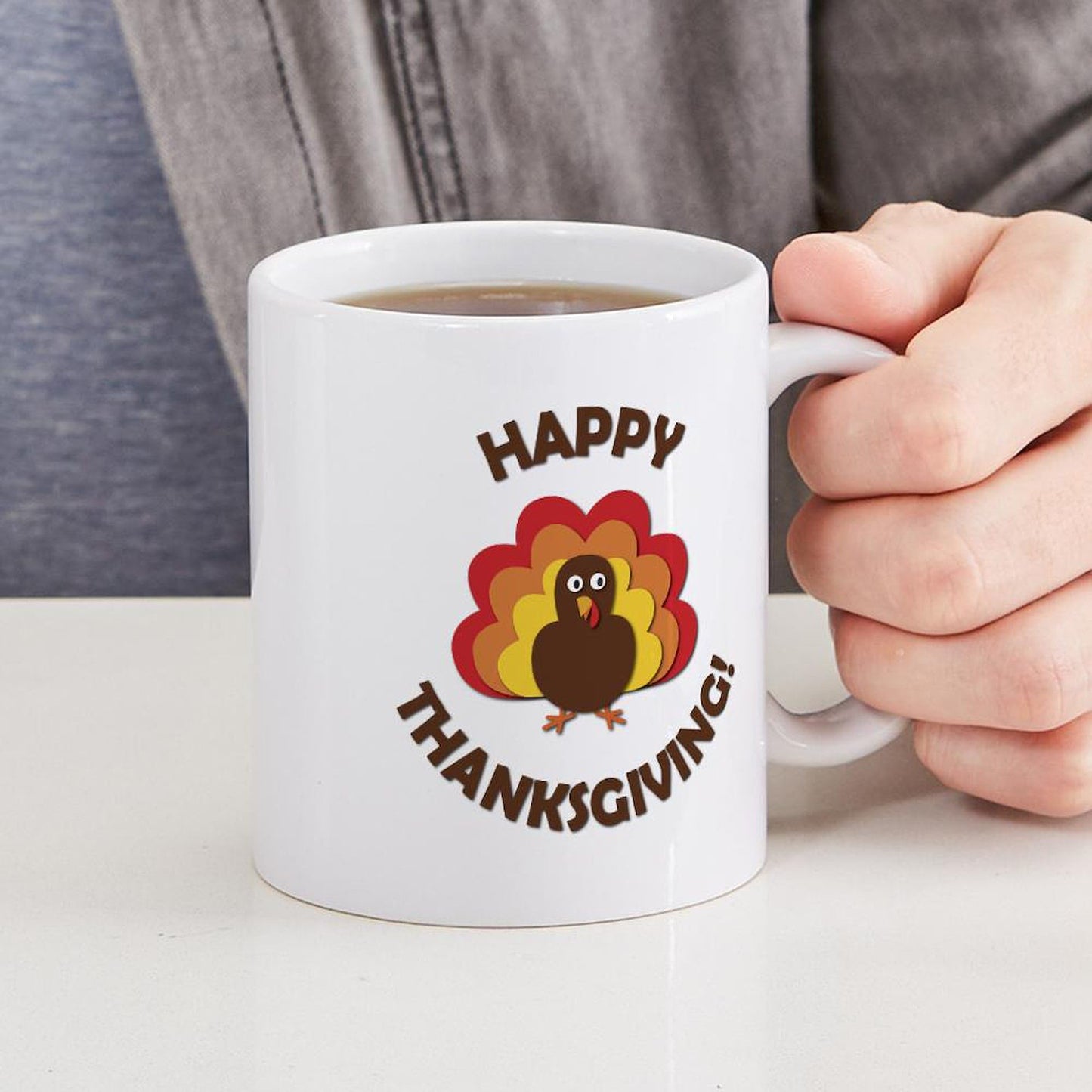 CafePress Happy Thanksgiving Turkey Mugs 11 oz (325 ml) Ceramic Coffee Mug
