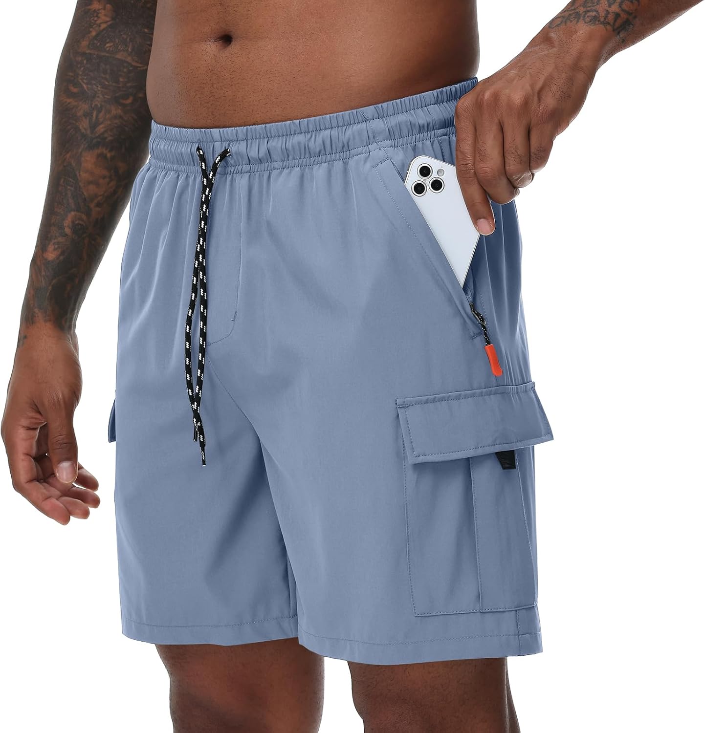 Men's Cargo Shorts Quick Dry Lightweight Stretch Hiking Shorts for Men with 5 Pockets No Lining